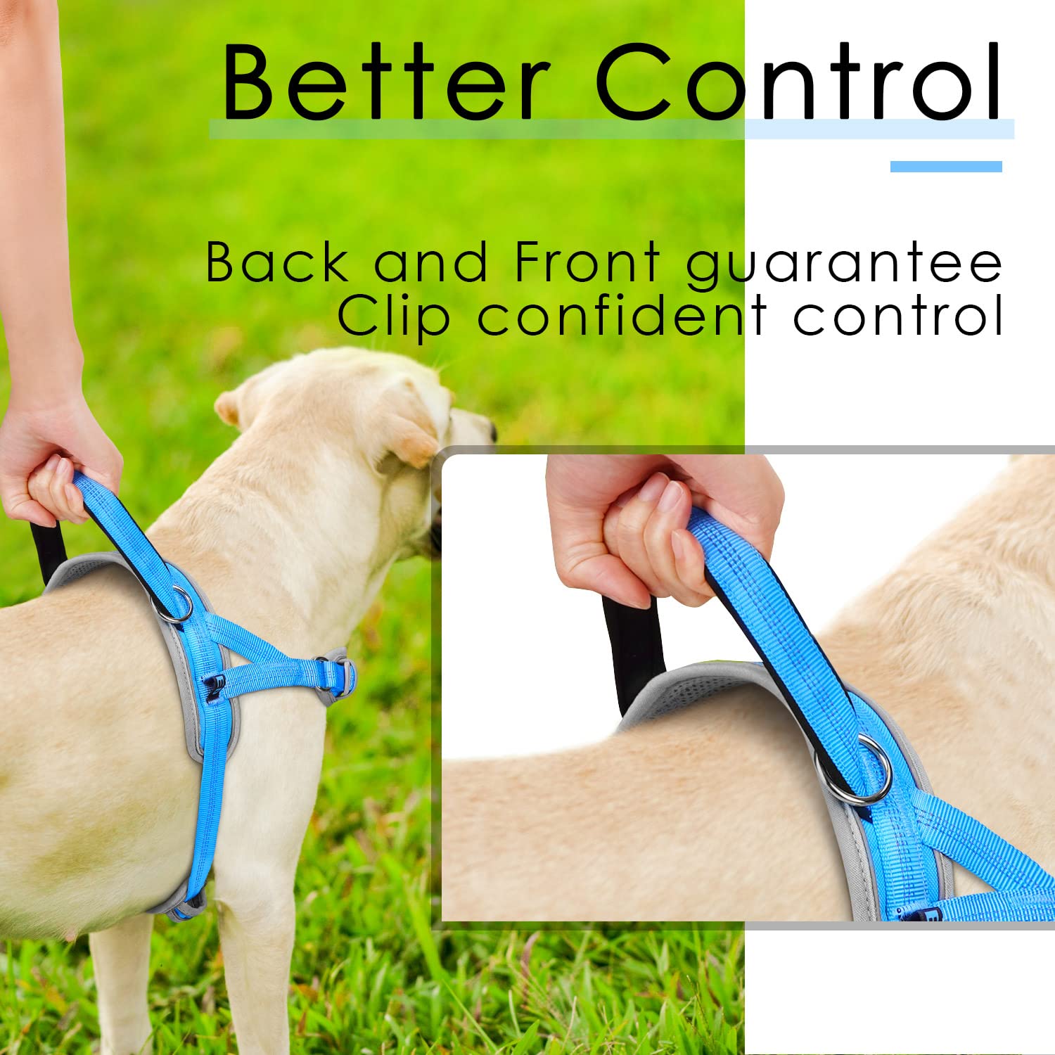 Adventuremore Dog Harness For Medium Dogs No Pull, Sport Dog Halter Harness Adjustable Reflective Dog Vest Escape Proof Dog Harness With Easy Control Front Clip Handle For Training Walking M Blue