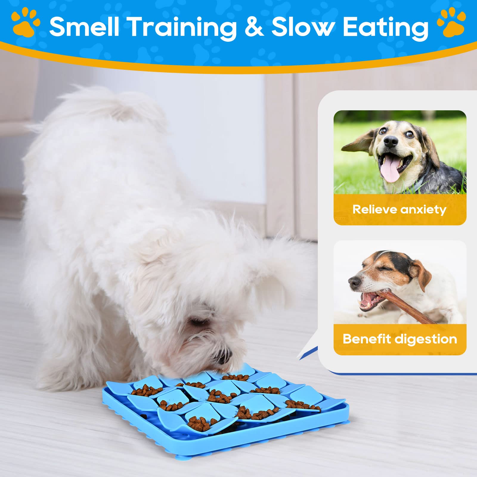 Ourmiao Silicone Snuffle Mat For Dogs, Slow Feeder Lick Mat With Suction Cups, Dog Puzzle Feeder Toys For Smell Training & Slow