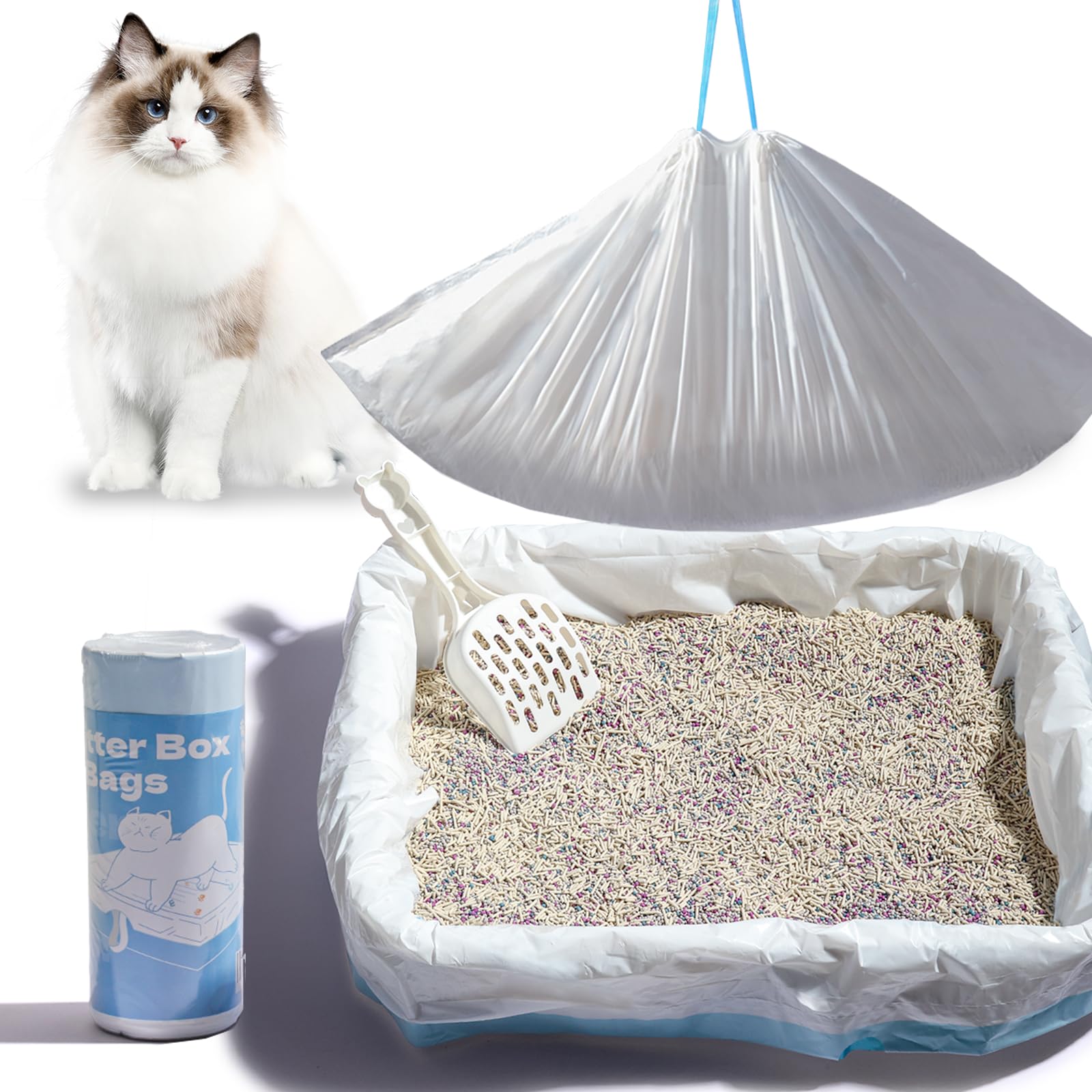 Jumbo Cat Litter Box Liner Bags Extra Large&Thick,30 Count,36' X 18' Heavy Duty Cat Litter Liners