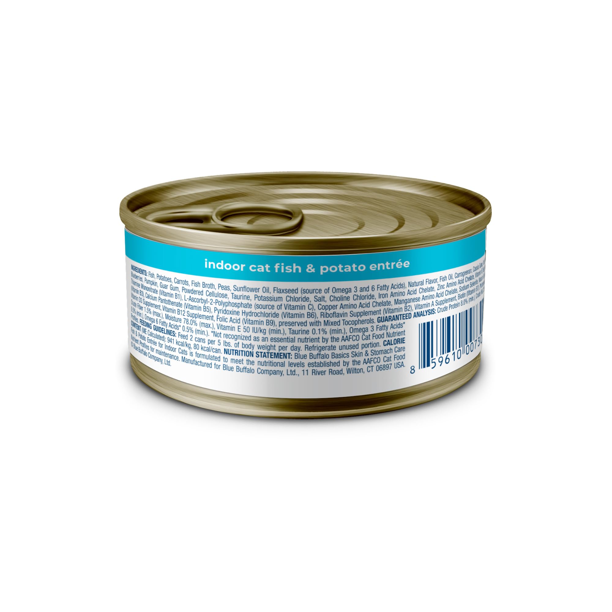 Blue Buffalo Basics Grain-Free Wet Cat Food, Skin & Stomach Care, Fish Recipe, 3-oz Can, 24 Count