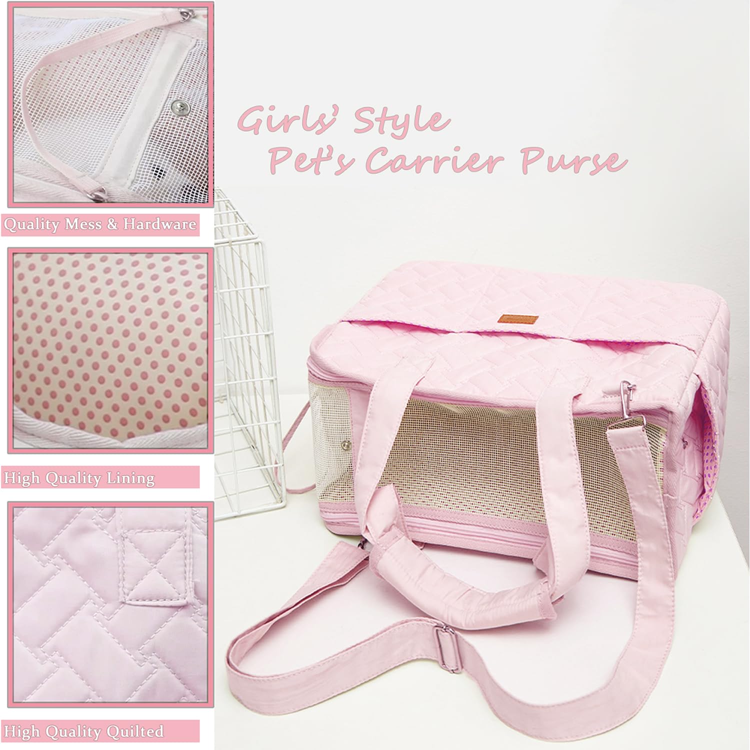 Patazone Small Puppy Purse Woman Bag,Cat/Puppy Carrier Handbag With Multiple Pockets,Breathable Mesh Soft Cushion,Pets Traveling