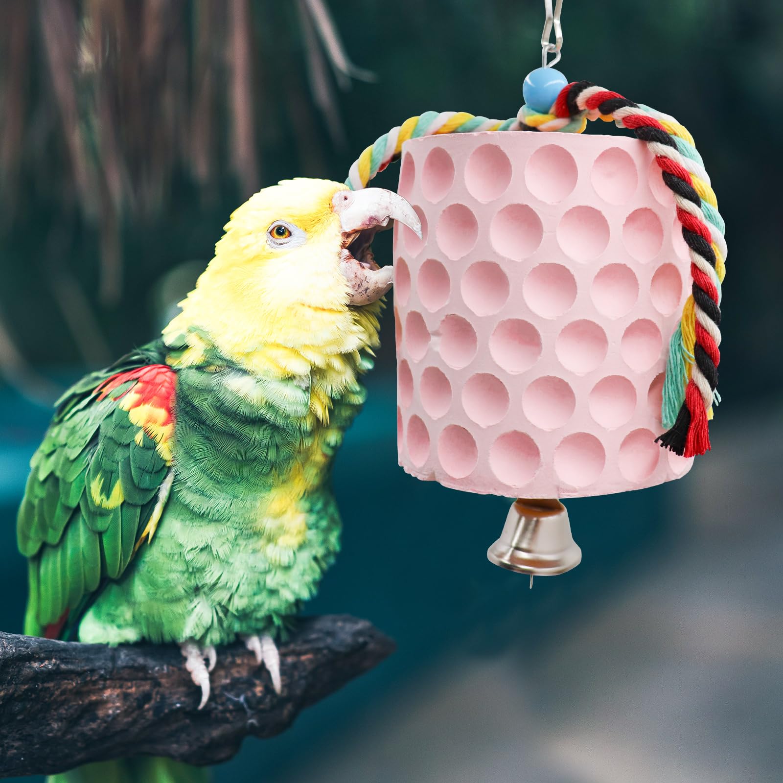 Extra Large Bird Chewing Toy, Parrot Beak Grinding Calcium Stone With Bells, Bird Cage Accessories, Cage Toys For Cockatiel Para