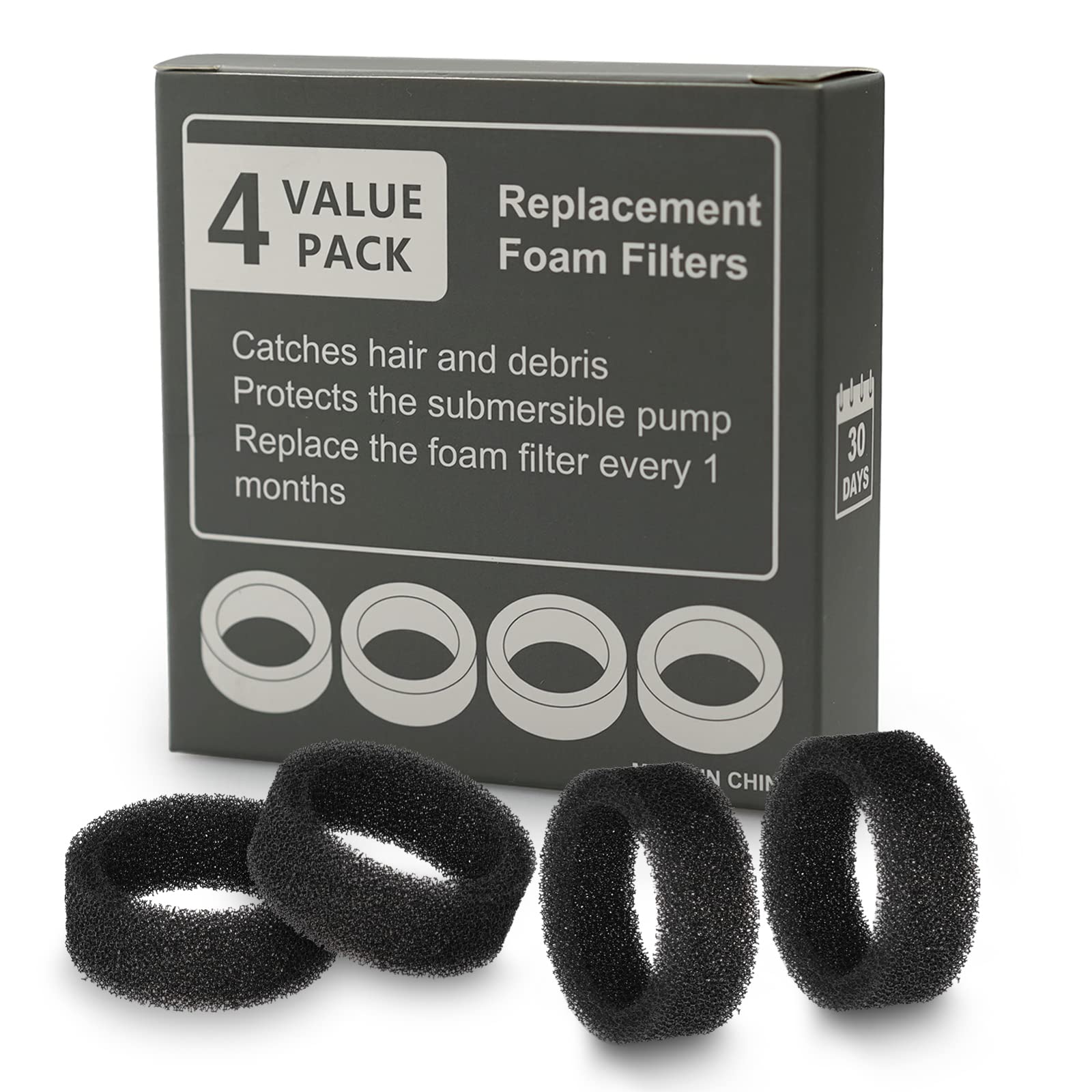 Cat Water Fountain Filter, Multiple Filtration Pet Water Fountain Replacement Filter,4 Or 8 Packs Of Cotton Activated Carbon Cat Fountain Filter(Sponge 4 Pack)