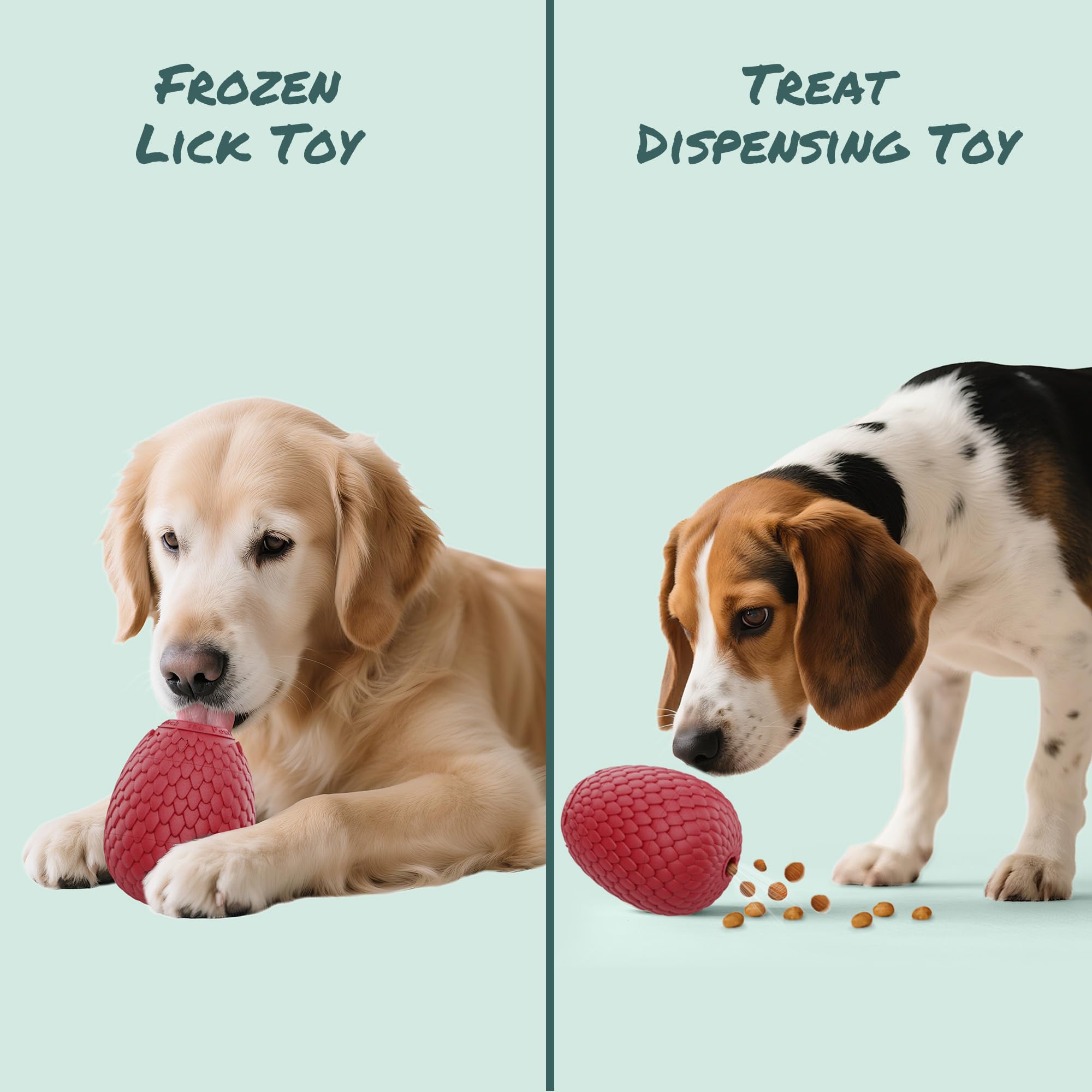 Enrichment Frozen Treat Toy for Dogs - 2-in-1 Dog Licking Toy & Dispensing Dog Puzzle Toy, Fillable Rubber Interactive Toy, Keep