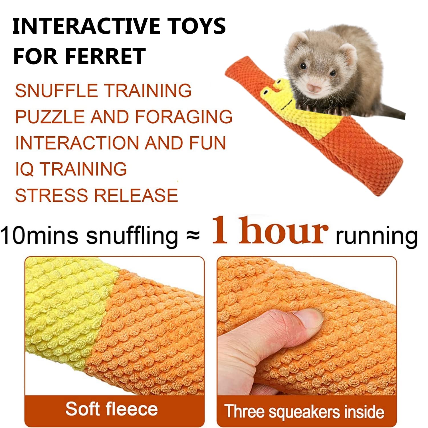 Haichen Tec Ferret Squeaky Snuffle Toy Treat Dispensing Foraging Puzzle Enrichment Plush Teething Chew Toys For Stress Release F