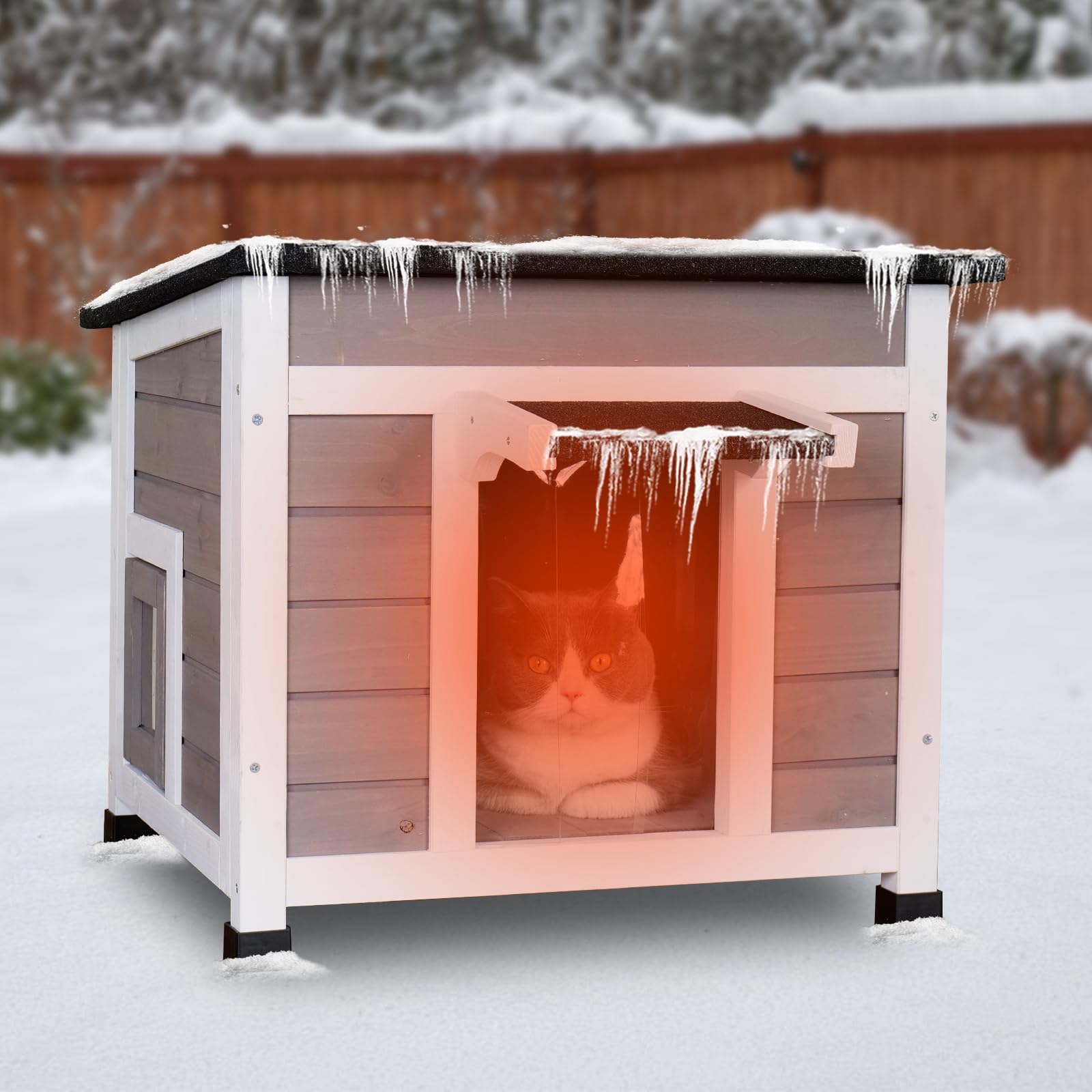 Outdoor Insulated Cat House Weatherproof For Outdoor Cats Feral Cat Shelter Outside Cat Enclosure Winter All-Round Foam 2 Escape