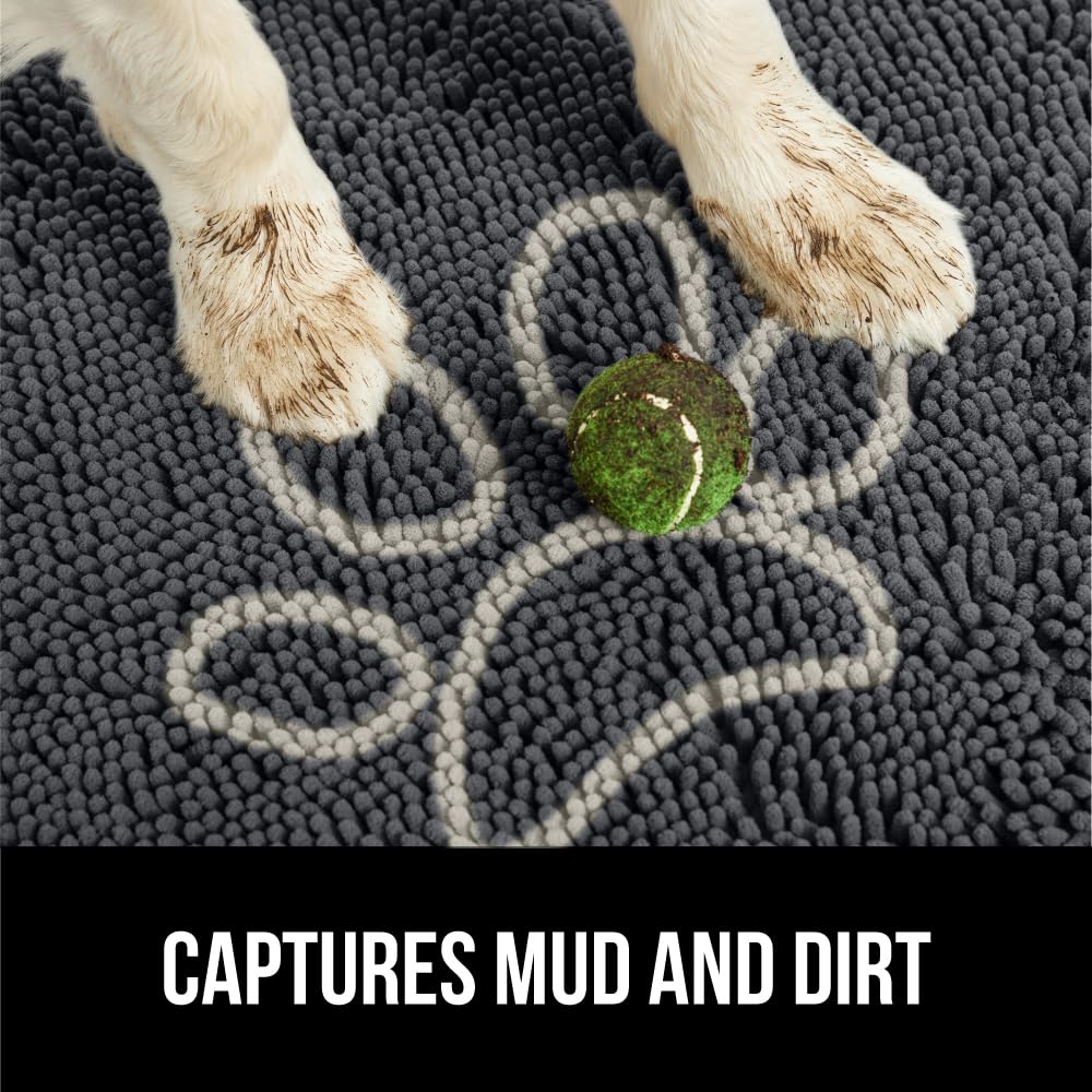 Gorilla Grip Ultra Absorbent Grippy Doormat for Muddy Dog Paws, 48x30 Machine Washable Soak Stopper Rugs Cleaner Floors, Bed Mat