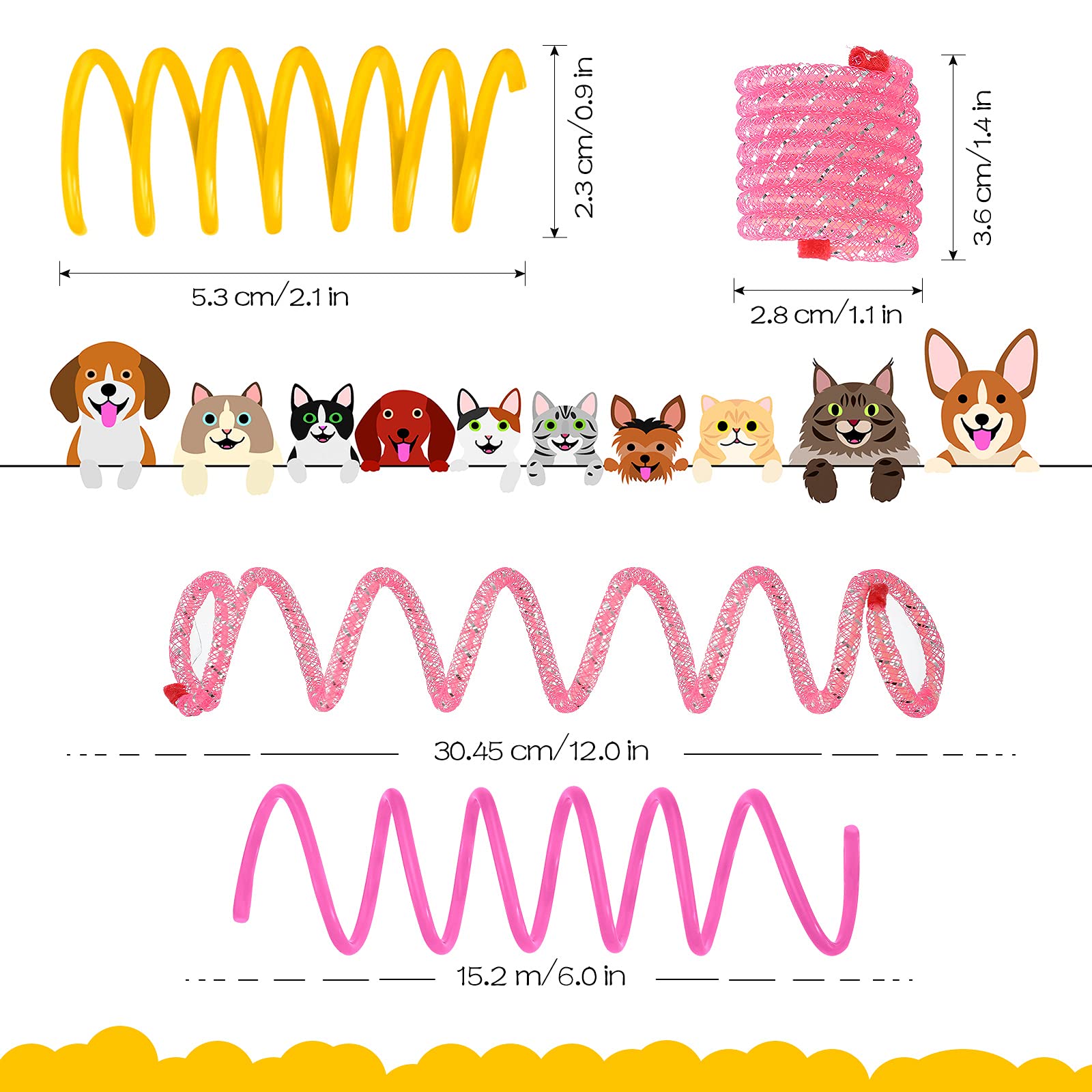 Sumind 30 Pieces Cat Springs Spiral Kitten Springs Interactive Cat Toys Pet Plastic Coil Spiral For Kitten Bouncing Play Trainin