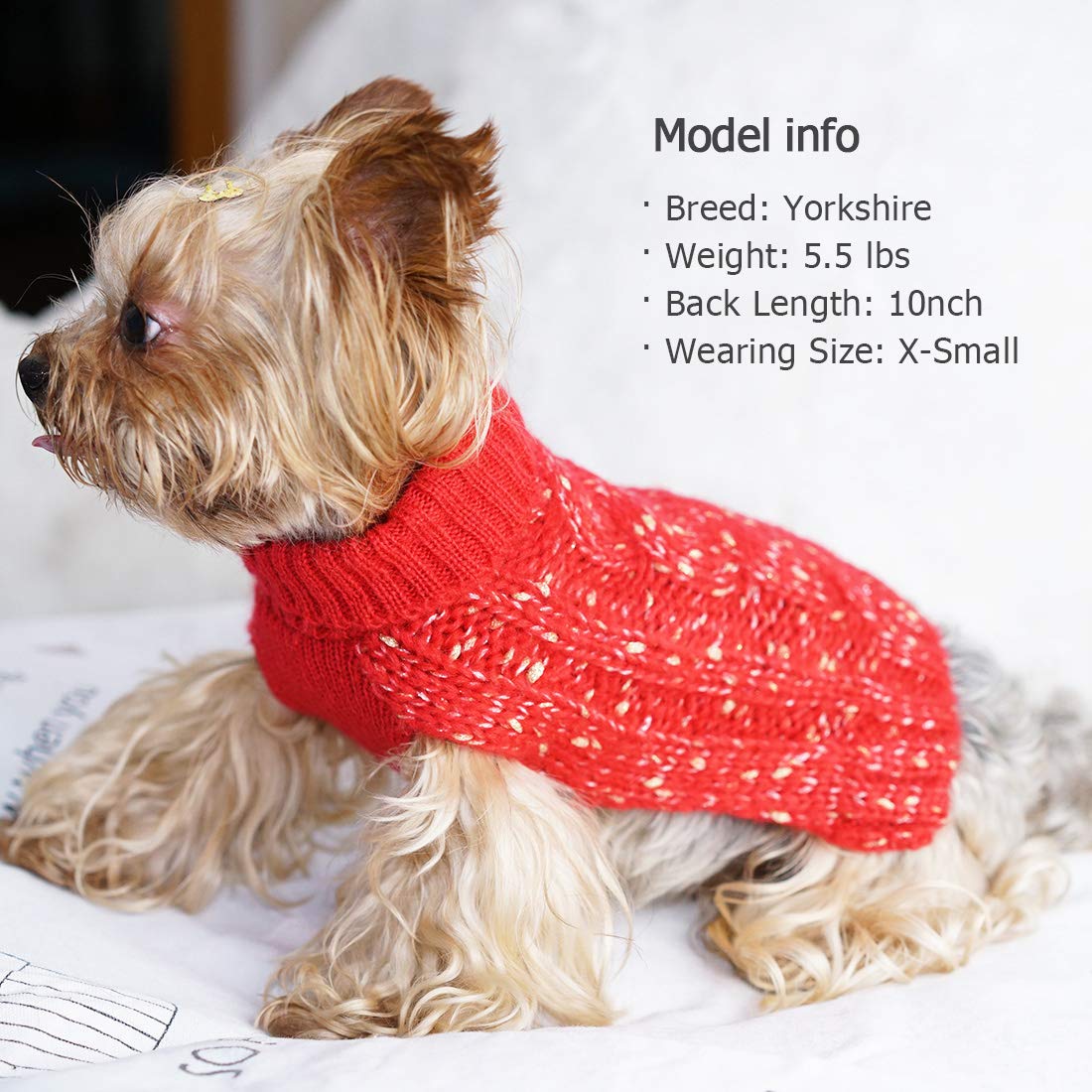 Kyeese Small Dog Sweater Turtleneck Red Dogs Sweater Knit Warm Puppy Sweaters Mini Dog Cats
