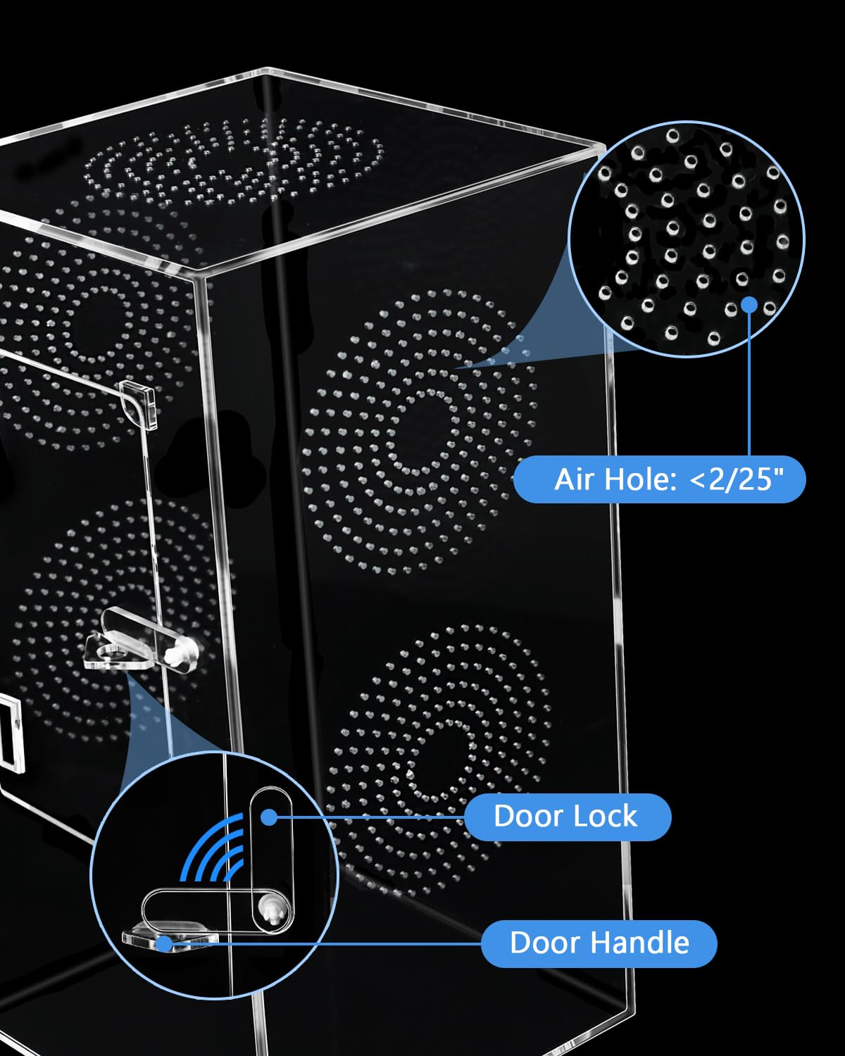 Jumping Spider Enclosure - 11.7X6X6 Inch Large Acrylic Terrarium For Tarantulas - Reptile Tank With Front Opening Door - Habitat