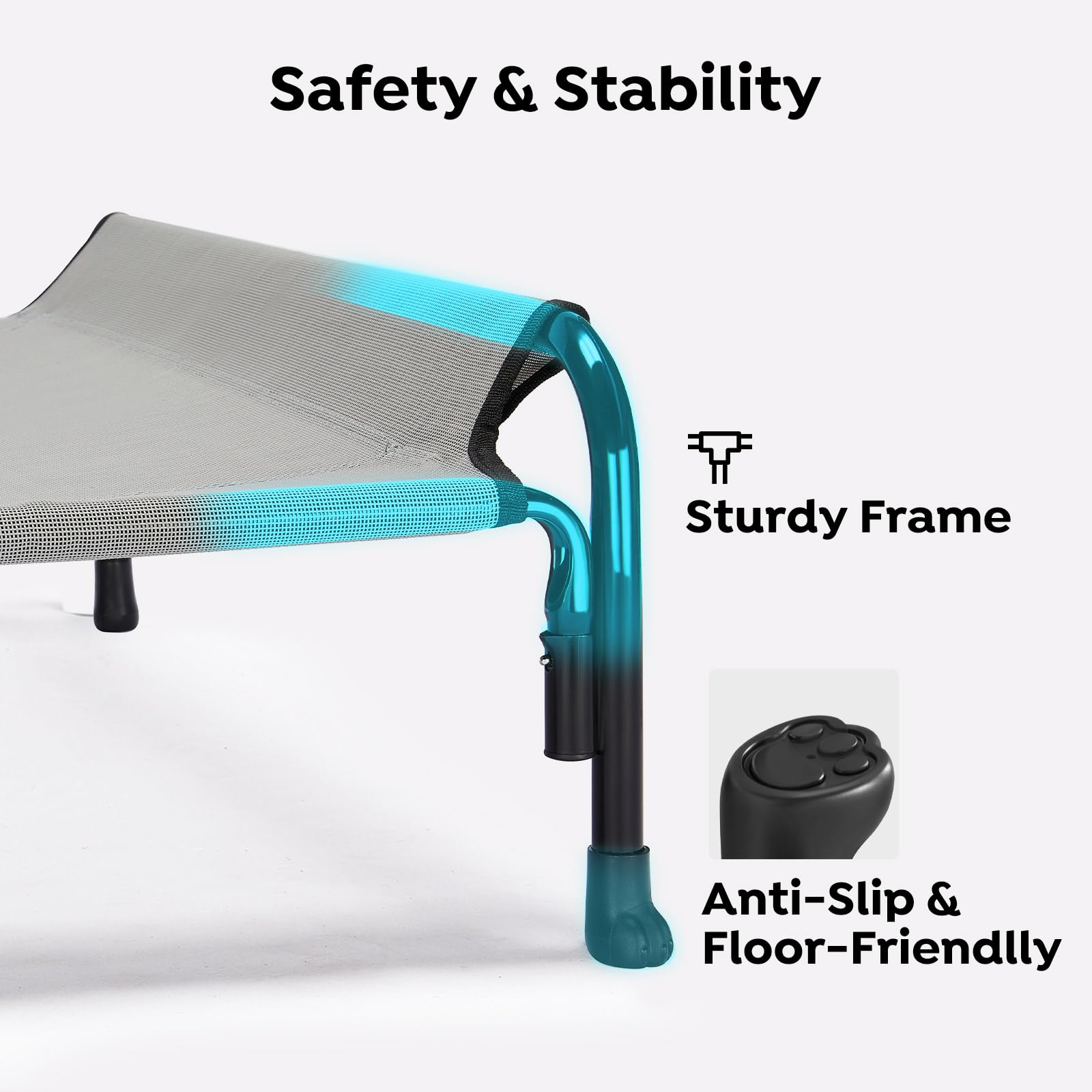 Veehoo Elevated Dog Bed, Outdoor Raised Dog Cots Bed For Medium Dogs, Cooling Camping Elevated Pet Bed With Slope Headrest For Indoor And Outdoor, Washable Breathable, Medium, Grey, Cwc2204