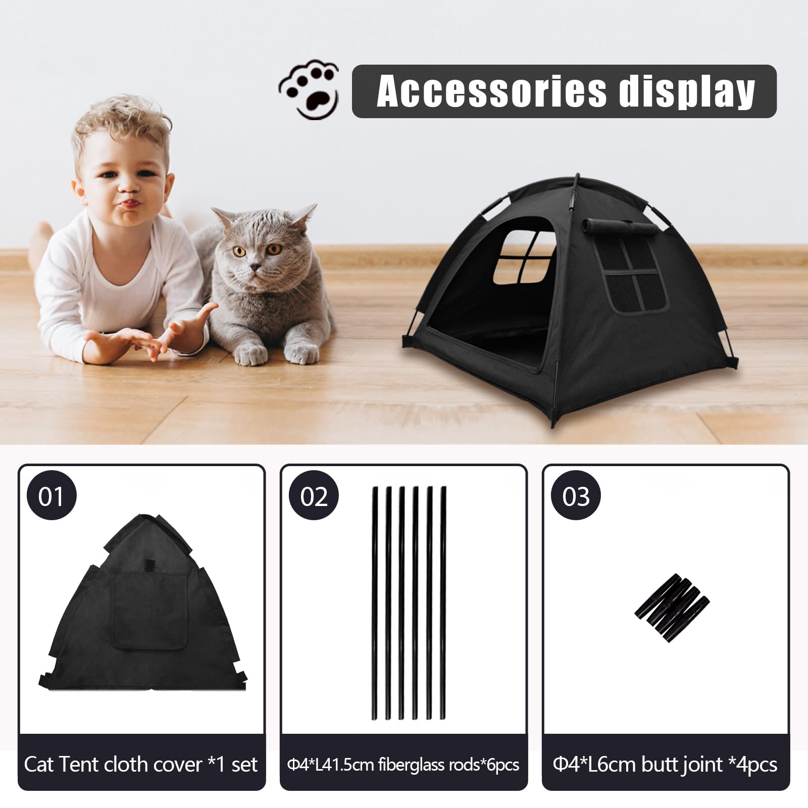 Nockovi Cat Tent House?Cat'S Nest, Quick Assembly And Disassembly, Portable Indoor/Outdoor Pet Tent House For Cats, Puppies And