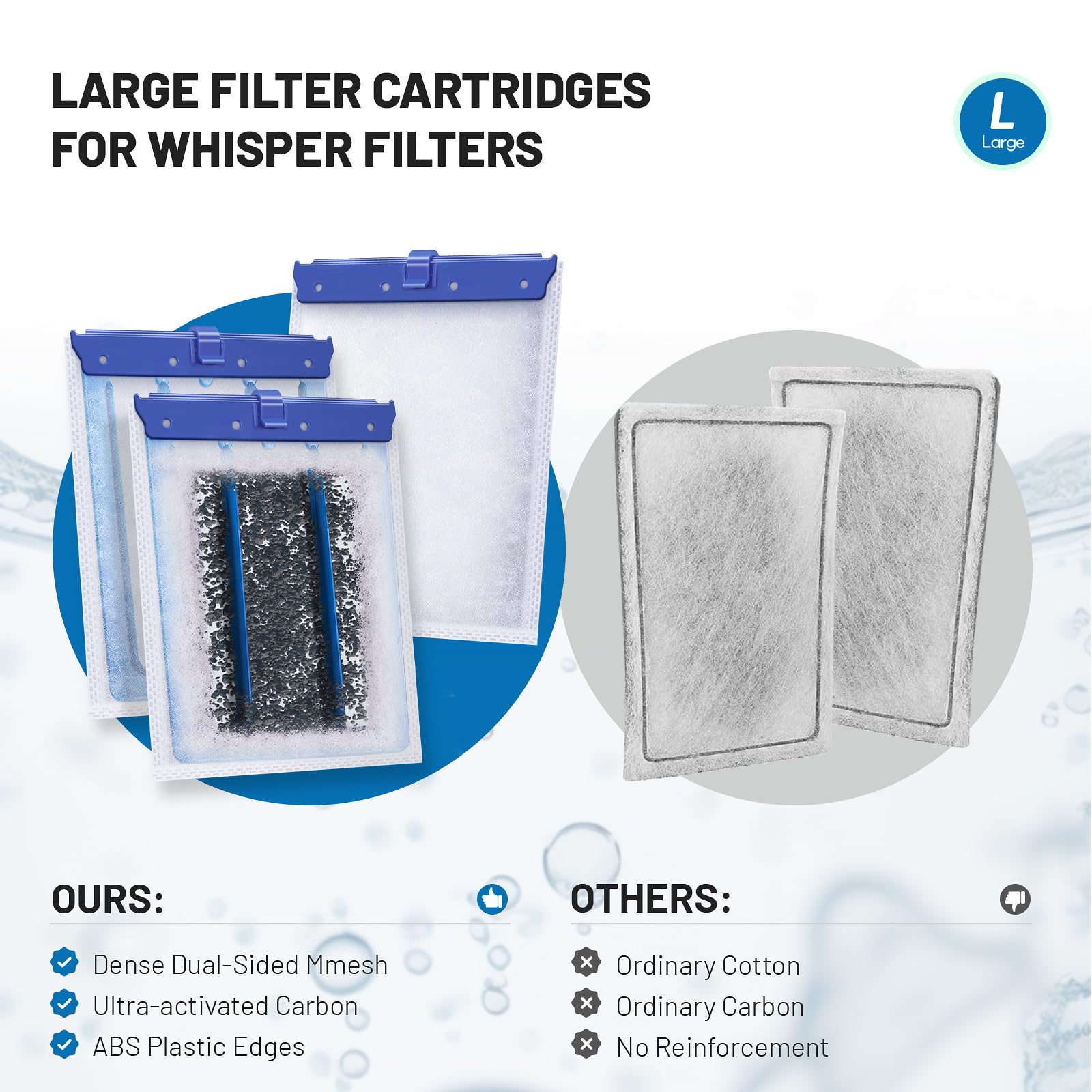 Esctabalt 8 Count Large Filter Cartridges Compatible With Whisper Bio Bag Filters, Large Aquarium Filter Cartridge For Whisper 2