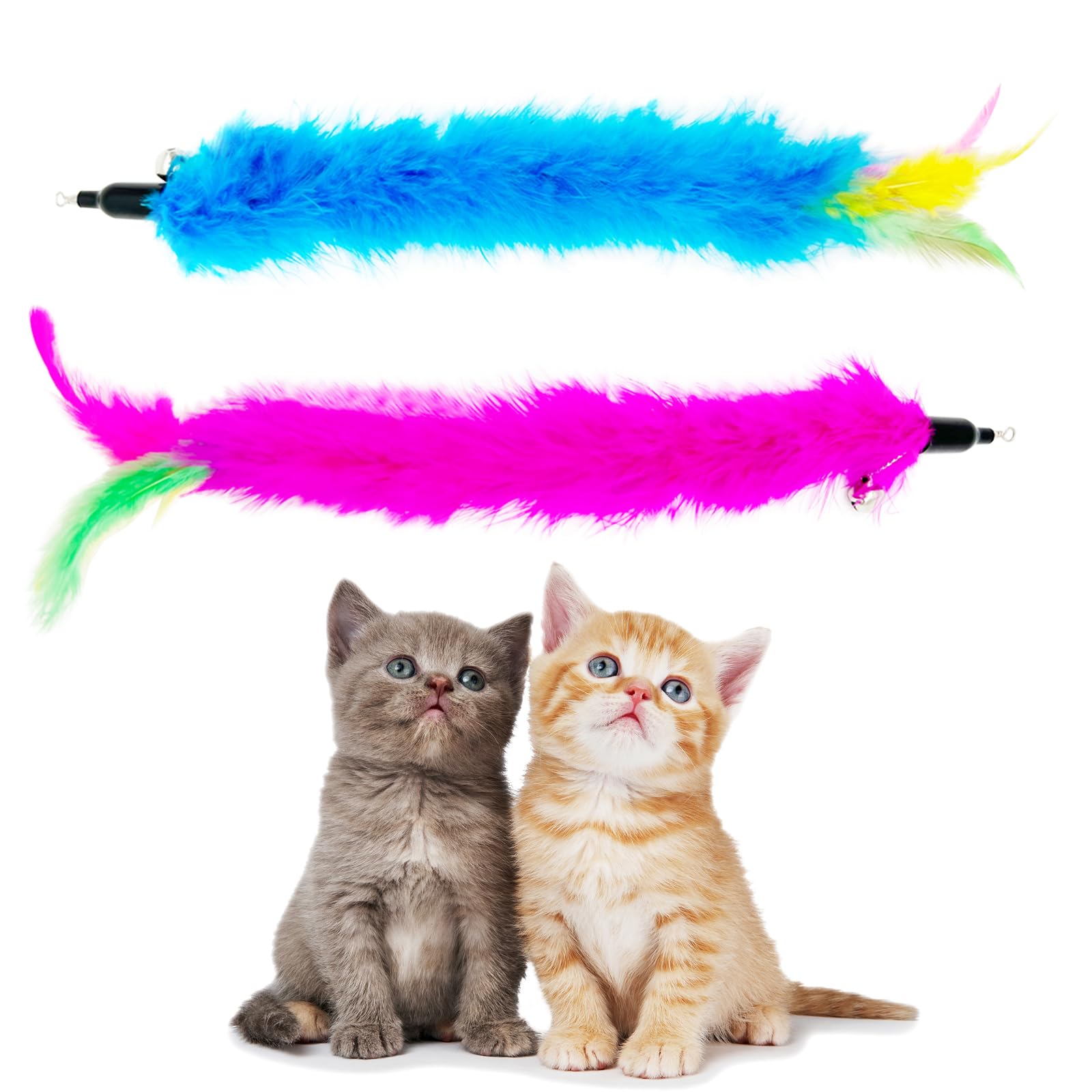 Tienailing Cat Feather Toys Refills Cat Wand Replacement Feathers, 14 Pcs Feathers Cat Toy Refills, Cat Toys Feathers For Cat Wand