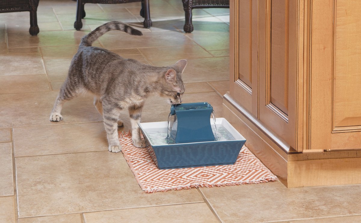 Petsafe Drinkwell Pagoda Pet Water Fountain (70 Oz/2.1 L) Ceramic Cat Water Fountain, Dog Water Fountain Made Of Premium, Scratch-Resistant Material, Automatic Indoor Fountain, Blue