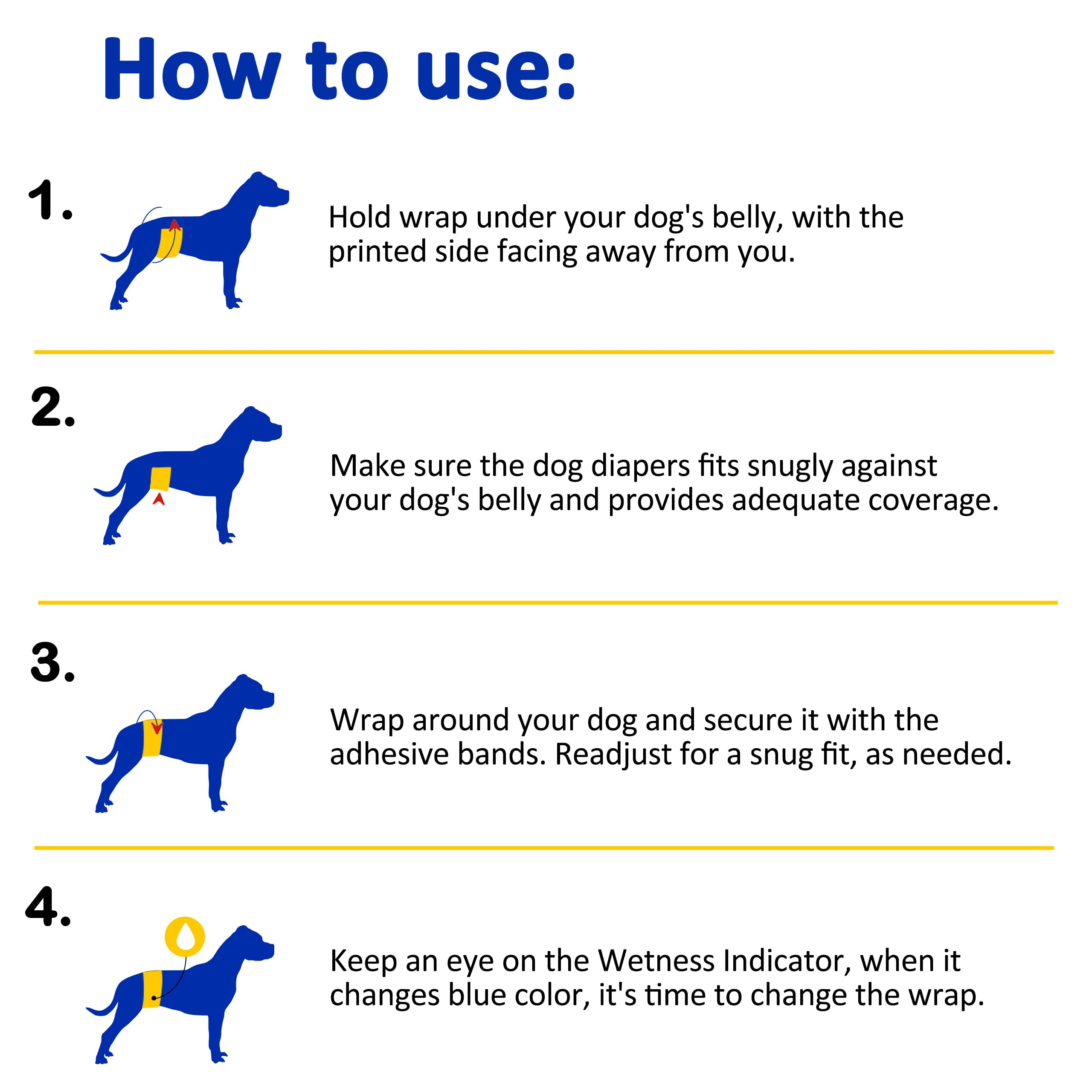 Dono Disposable Male Dog Diapers - 48 Pcs: Super Absorbent Disposable Male Wraps For Small To Large Dogs With Wetness Indicator And 360?Leak-Proof, Diapers For Male Doggies And Puppies Dogs