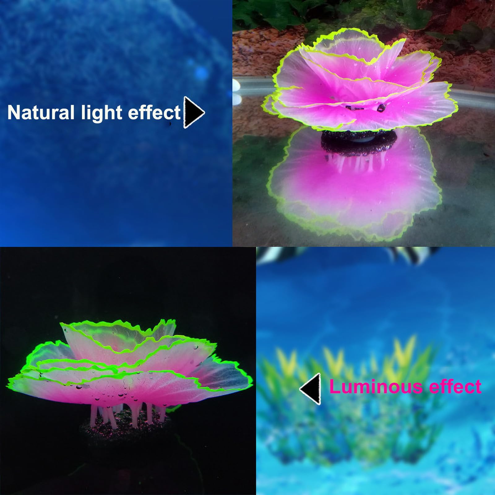 Aquarium Coral Ornament Glowing Effect Coral Decor Resin Fish Tank Plants Decoration for Aquarium Tank Landscape(Purple)