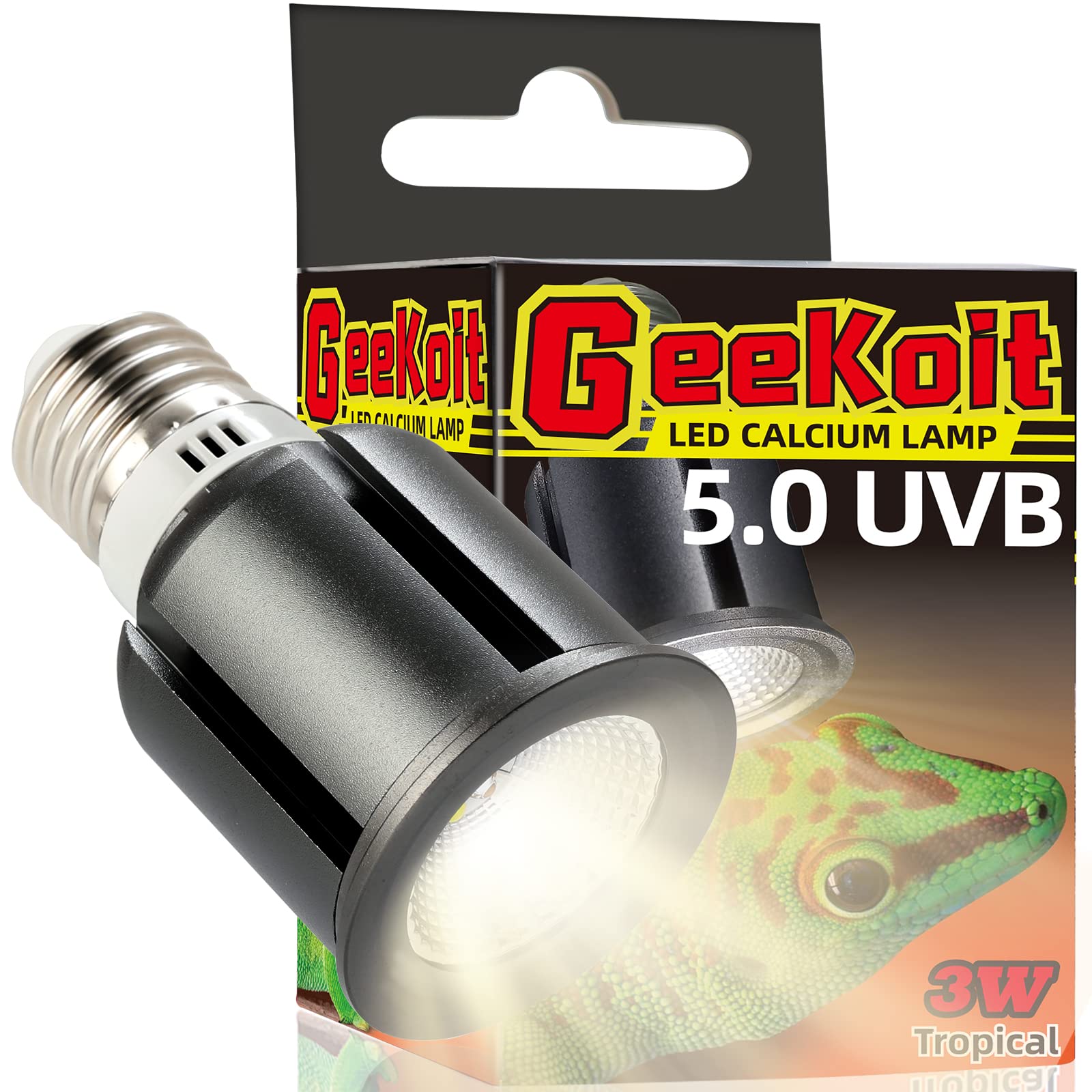 Geekoit Premium 5.0 Uvb Reptile Light,Uva Uvb 3W Full Spectrum,Tropical Light Bulb For Optimal Calcium Metabolism,Ideal For Trop