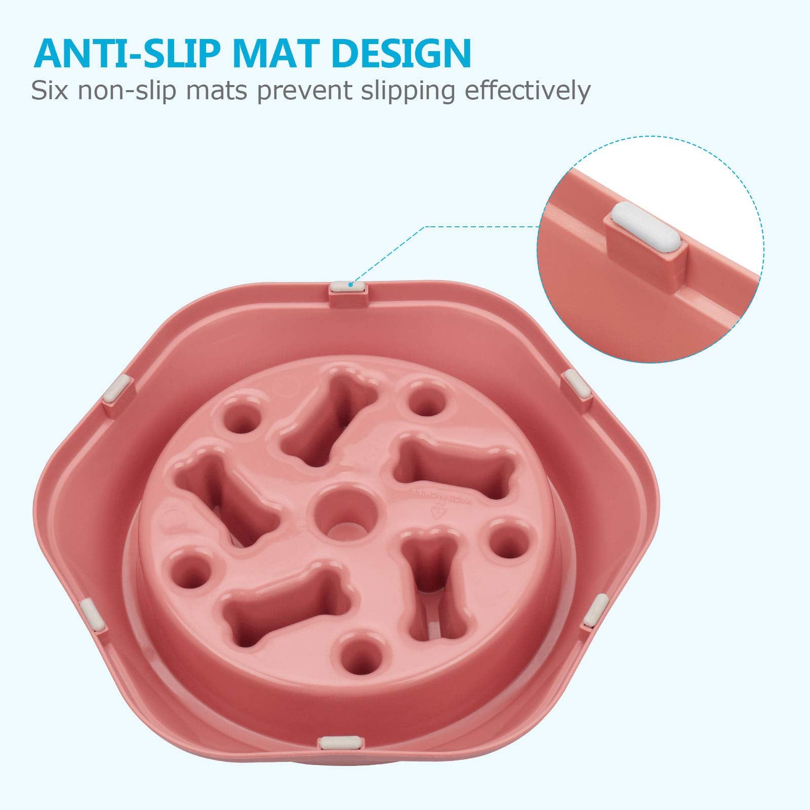 Upsky Slow Feeder Dog Puzzle Bowl, Interactive Bloat Stop Non-Slide Lick Treat Bowl For Small Medium Dogs (Pink)