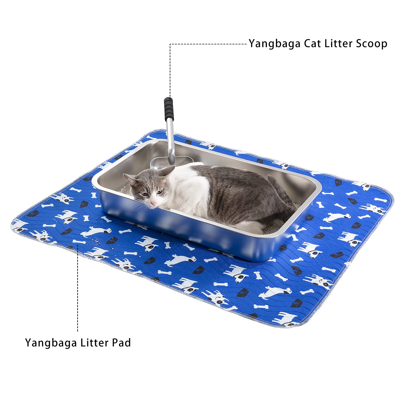 Yangbaga Stainless Steel Litter Box For Cat And Rabbit,Odor Control Litter Pan,Non Stick Easy To Clean,Never Bend,Rust Proof Hig