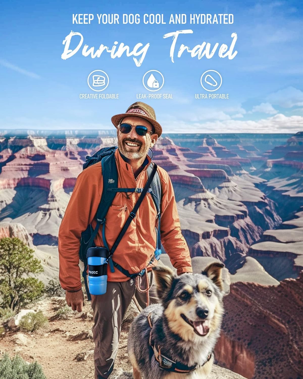 Lesotc Dog Water Bottle, Portable Pet Water Dispenser, Leak Proof Travel Squeeze Water Bottle For Dogs, Puppy Essentials Dog Stu