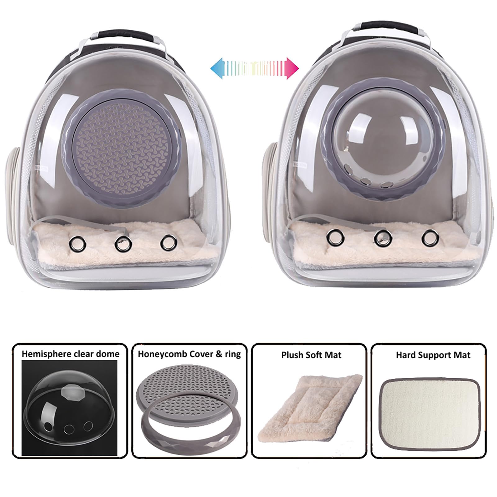 Clear Bubble Window Cat Backpack, Space Capsule Astronaut Transparent Bubble Dome Pet Carrier Backpack For Kitten Bunny Small Pu