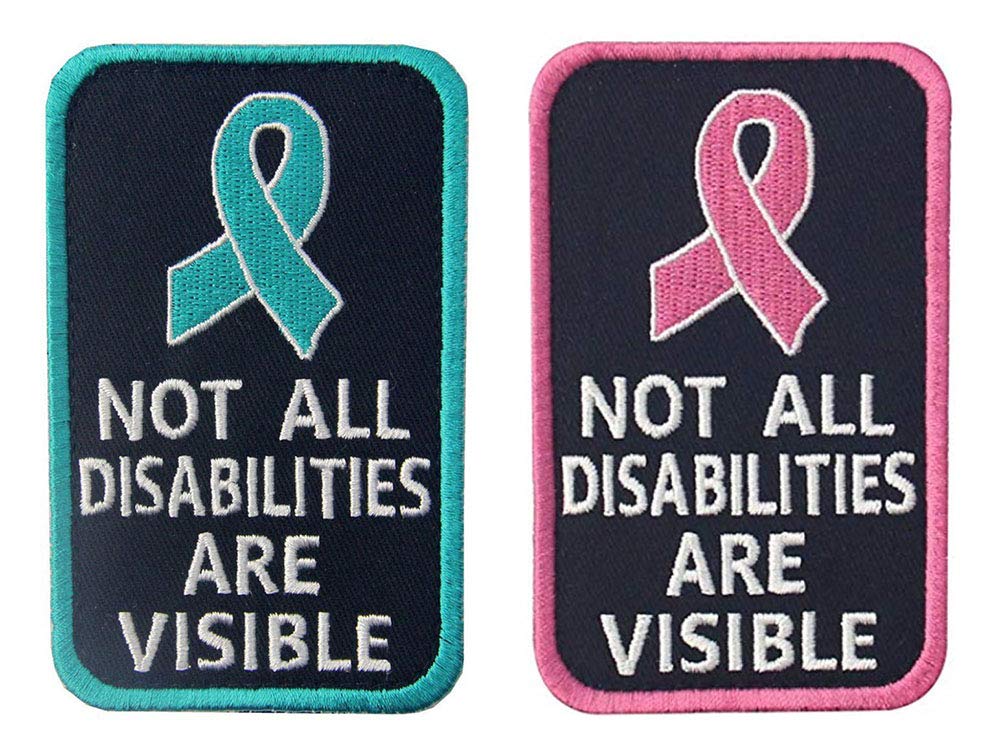 Antrix 2 Pcs Service Dog Not All Disabilities Are Visible Hook & Loop Emblem Badge Patch For Medium And Large Dog Vests/Harnesses