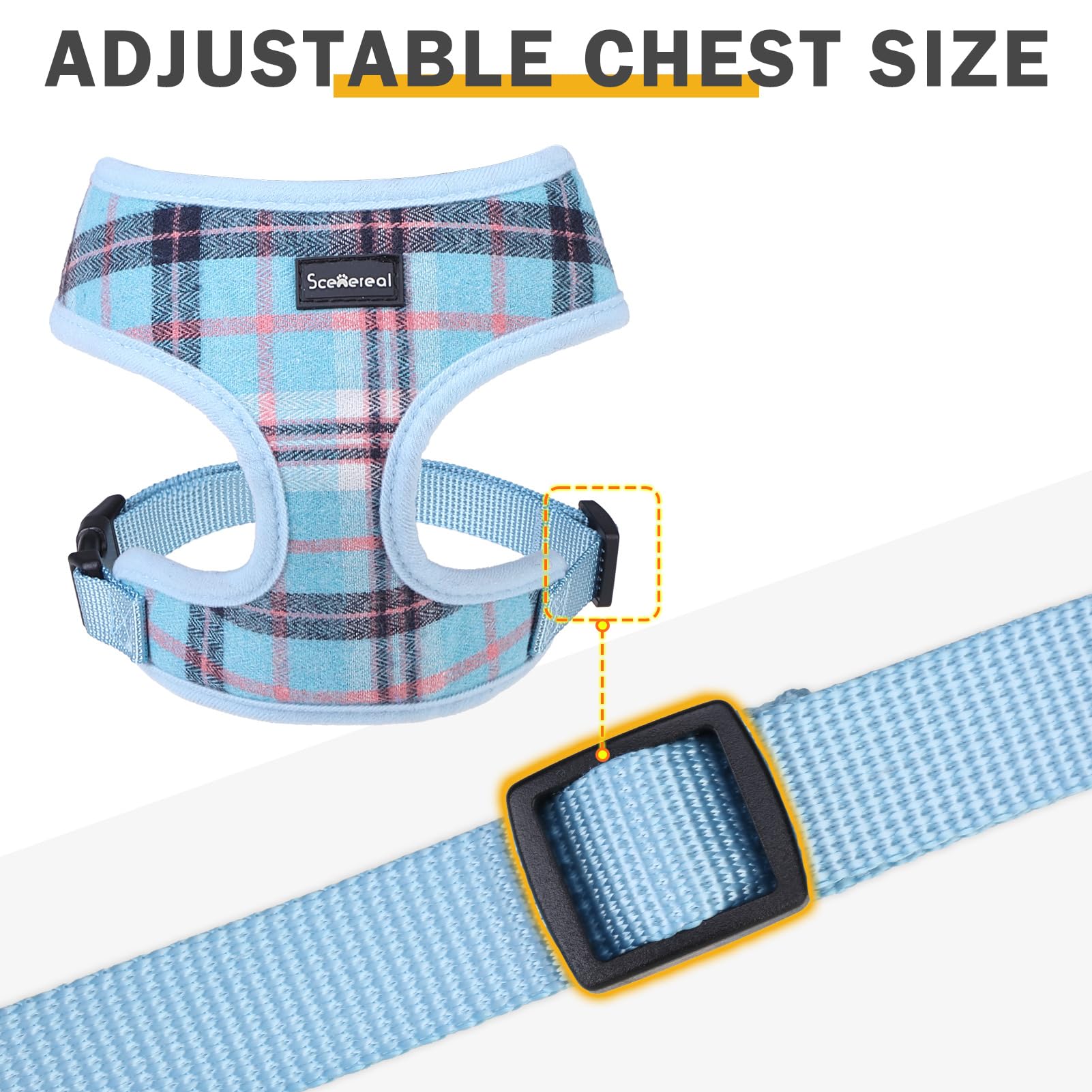 Scenereal Puppy Dog Harness With Leash Set For Small Medium Sized Dogs, Soft Mesh Step In Pet Harnesses And Leash, No Chock Plai