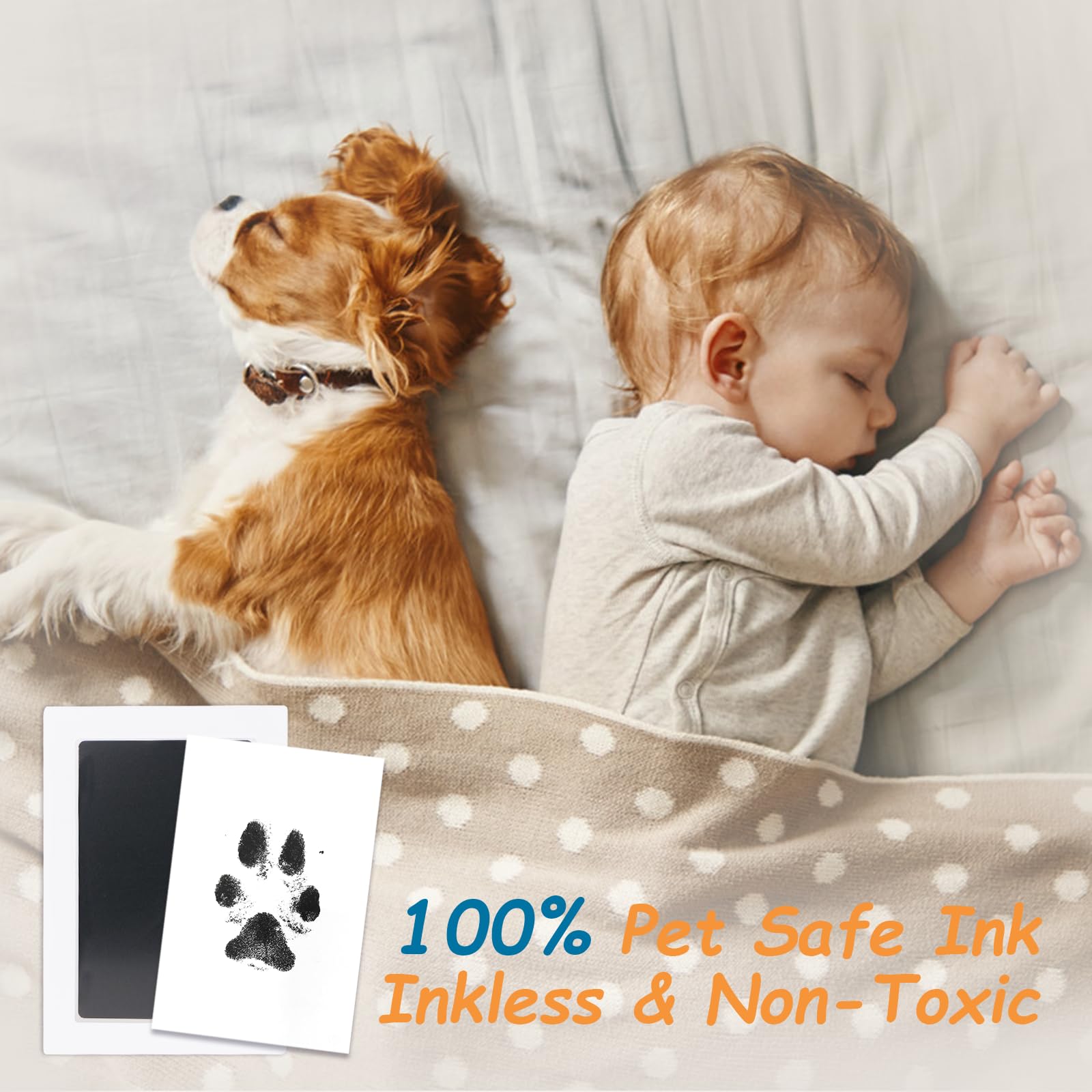 Deerzone Inkless Paw Print Kit,Dog Paw Print Kit,Dog Nose Print Kit,Clean Touch Ink Pads And Imprint Cards,Pet Paw Print Impress