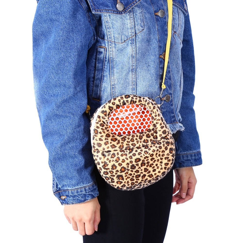 Three Size Small Pets Carrier Bag Hedgehog Hamster Mouse Outgoing Bags Leopard Portable Travel Backpack With S, Yellow-M