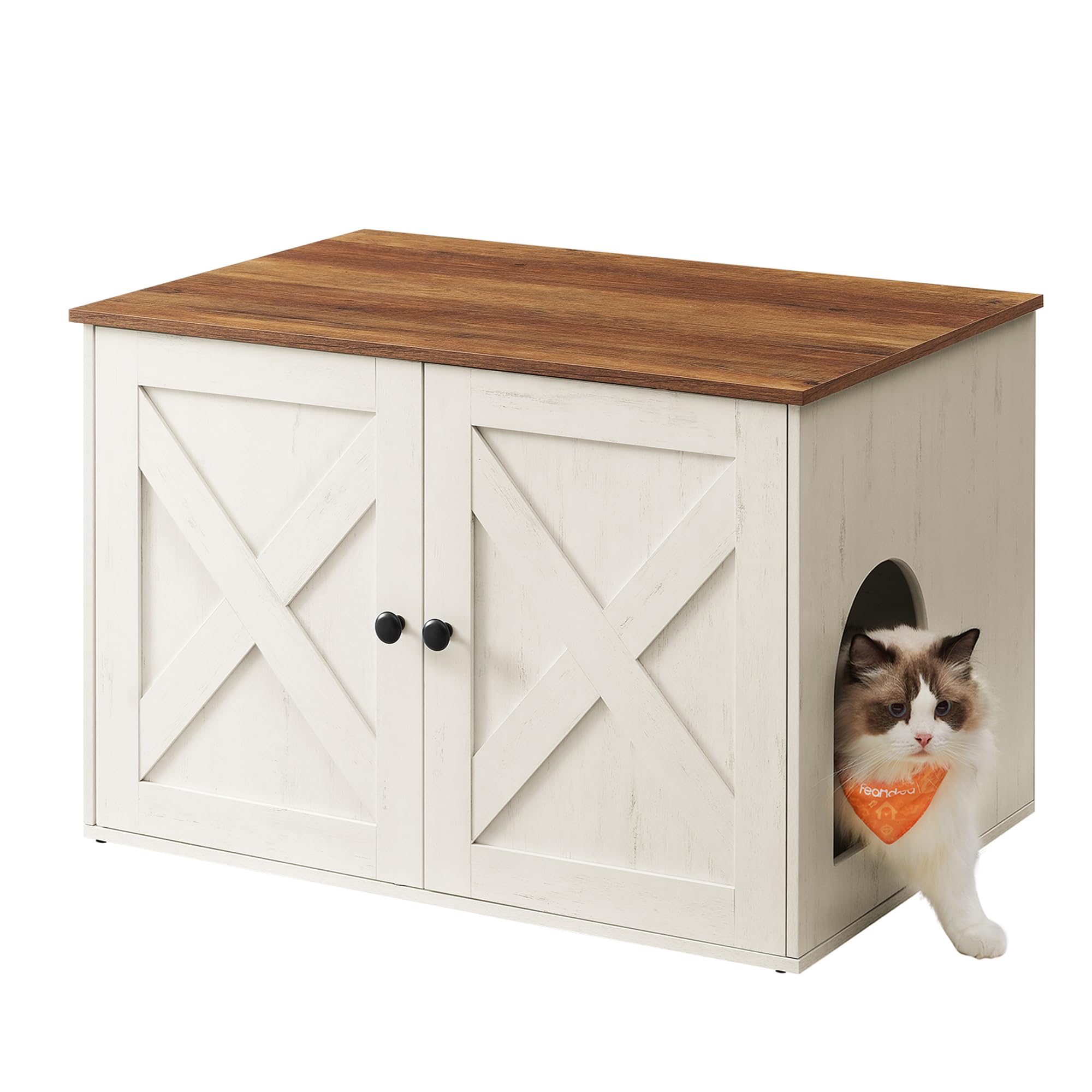Feandrea Cat Litter Box Enclosure, Litter Box Furniture Hidden, Indoor Cat House, End Table, 27.6 x 19.7 x 19.7 Inches, Rustic W
