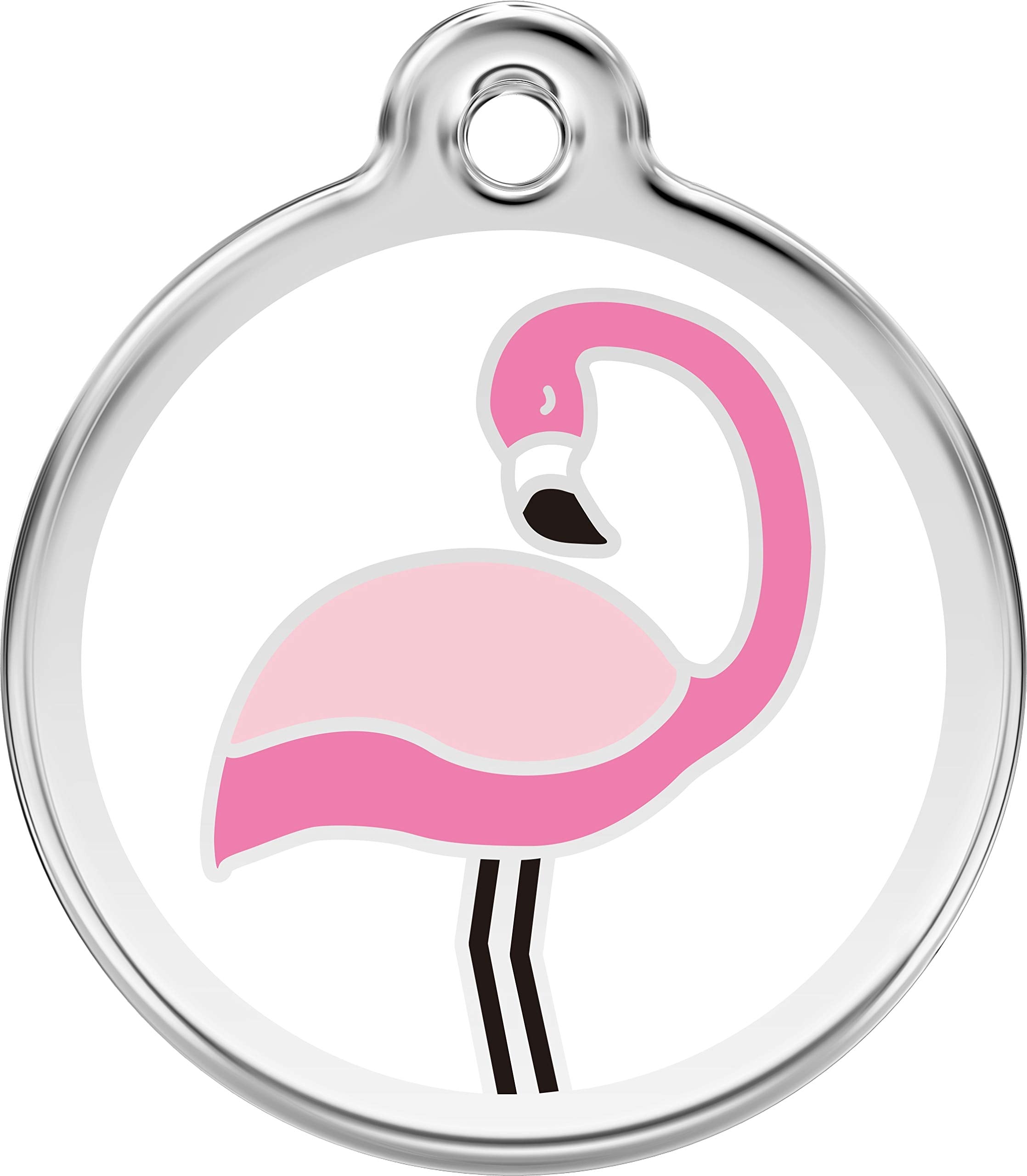 Red Dingo Stainless Steel with Enamel Pet I.D. Tag - Flamingo (Medium) (Small)