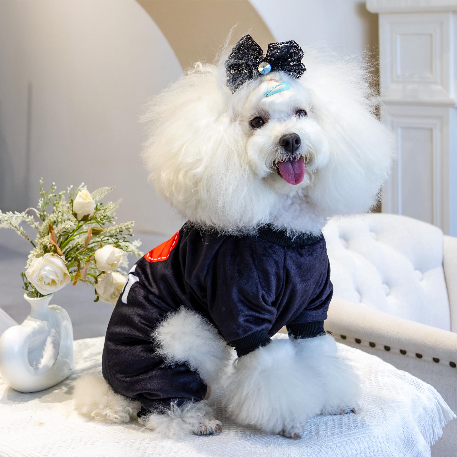 Cutebone Dog Halloween Pajamas Puppy Onesies Christmas Small Dogs Soft Pjs Coat Cat Apparel Comfy Pet Clothes Outfit Doggie Bodysuit P297L