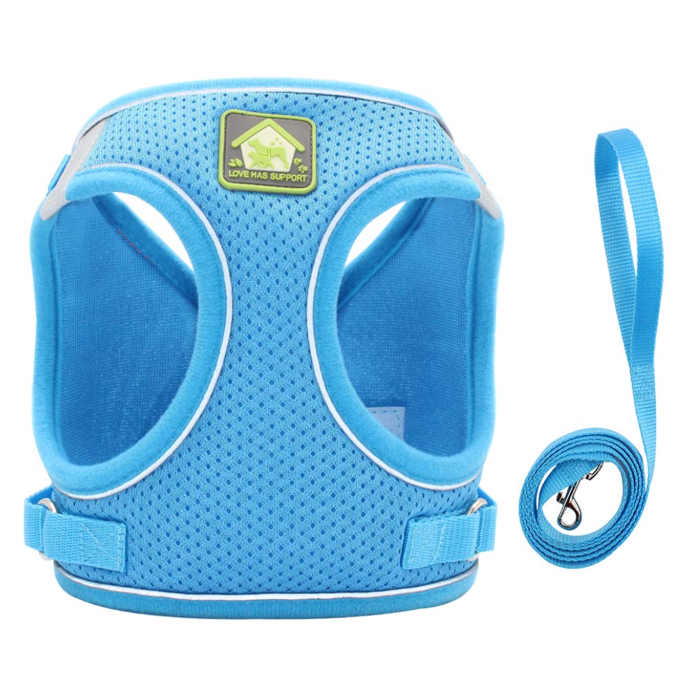 FEimaX Dog Harness and Leash Set, No Pull Soft Mesh Reflective Escape Proof Small Dog Cat Vest Adjustable Pet Outdoor Harnesses