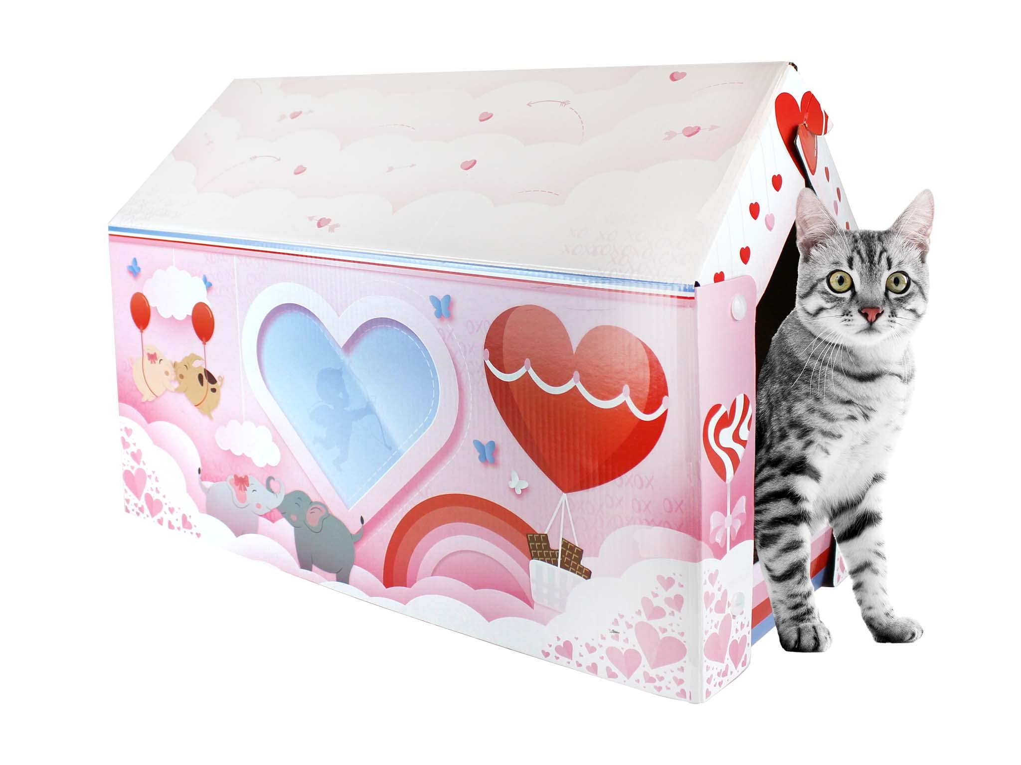 American Cat Club Cat House With Scratcher & Catnip Included - Love Shack
