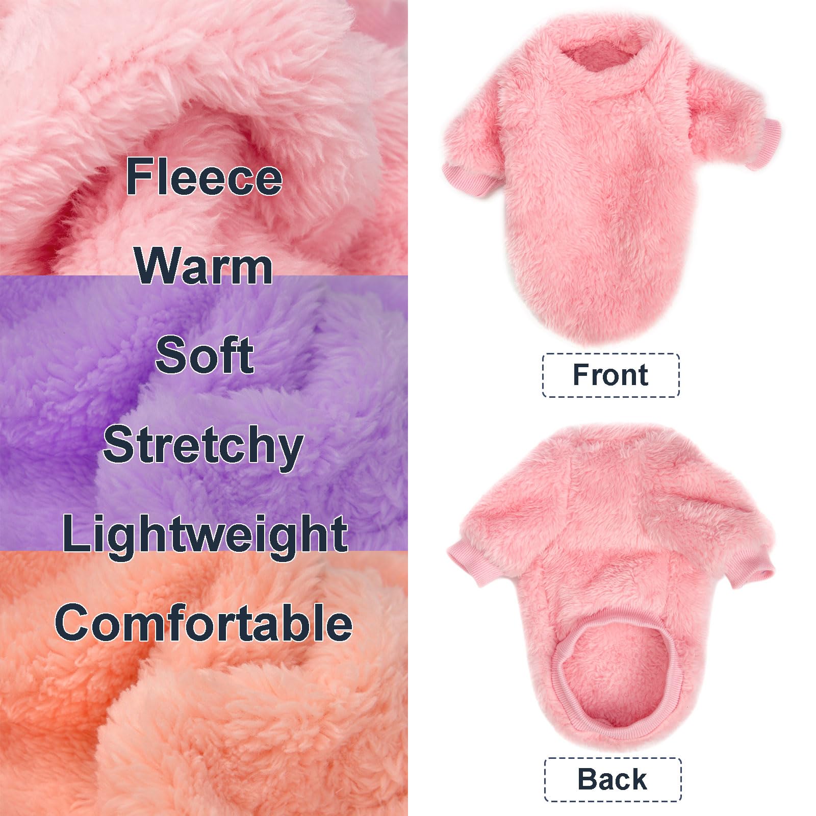 Kyaringtso Dog Sweater, 3 Pack Dog Sweaters For Small Dogs, Dog Clothes For Small Dogs Girl Boy, Ultra Soft And Warm Puppy Sweater Dog Coat For Winter Christmas (Xx-Small, Pink+Purple+Peach)