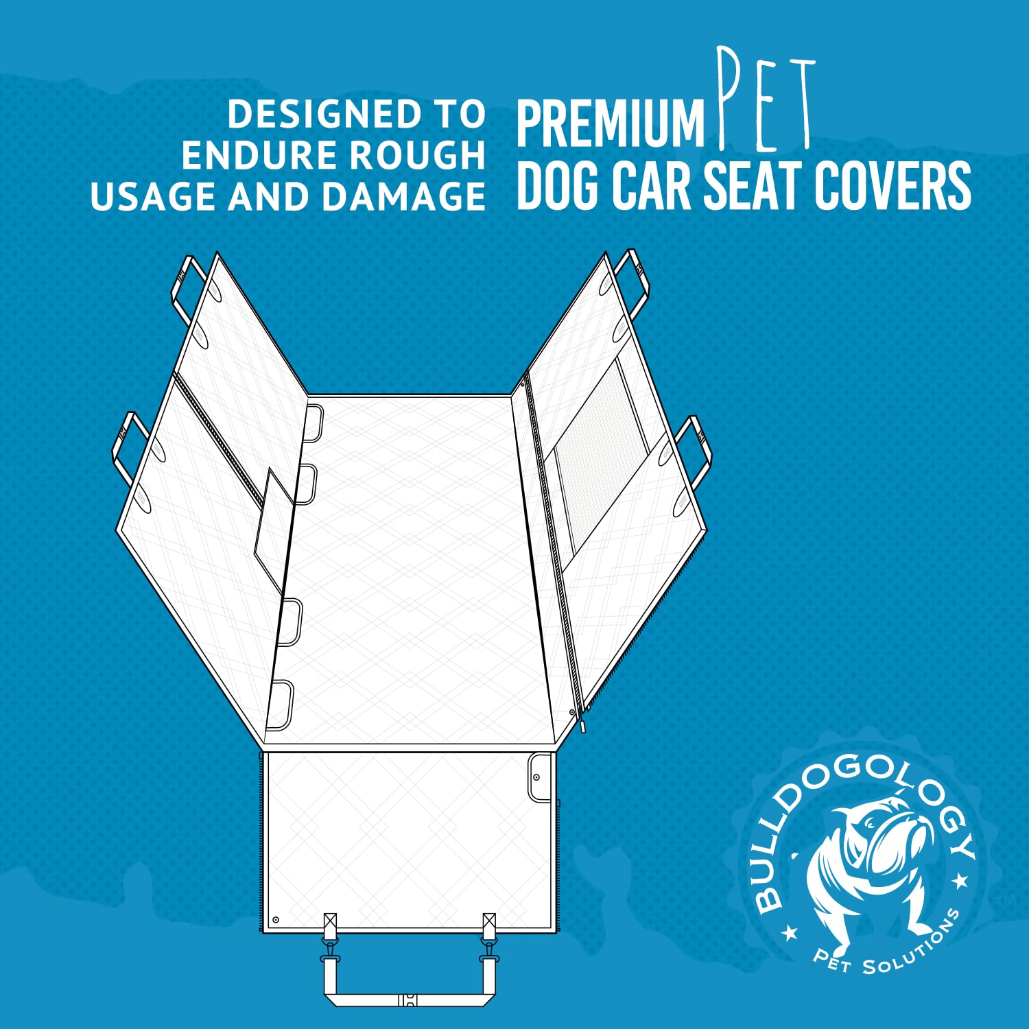 Bulldogology Dog Car Seat Cover With Mesh & Zippers Waterproof Heavy Duty Dog Hammock Backseat Protector From Dog Hair, Muddy Paws, Scratches - Pet Car Seat Cover For Cars Trucks Suvs (Large, Black)