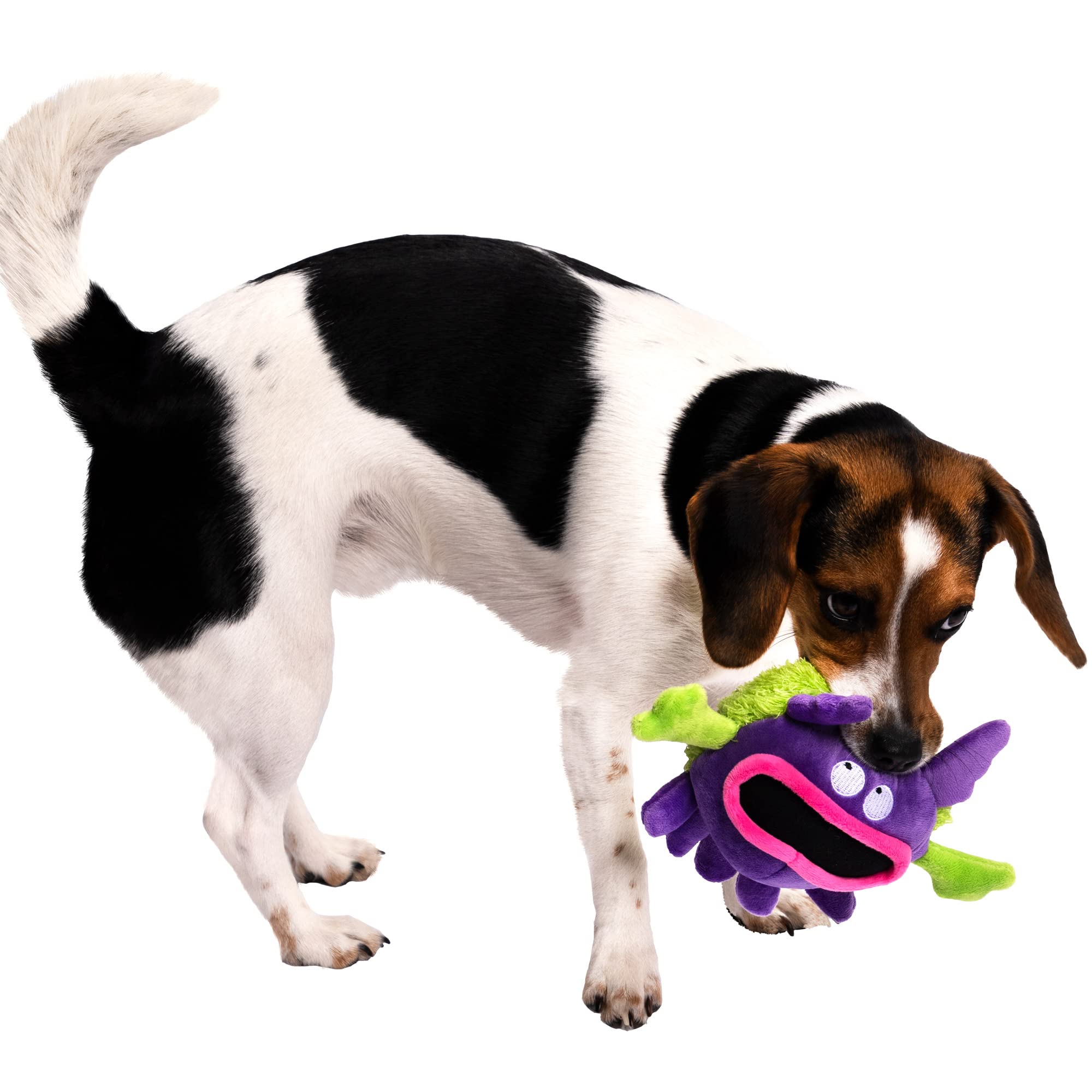 goDog PlayClean Germs Squeaky Plush Dog Toy with Odor-Eliminating Essential Oils, Chew Guard Technology - Purple, Small