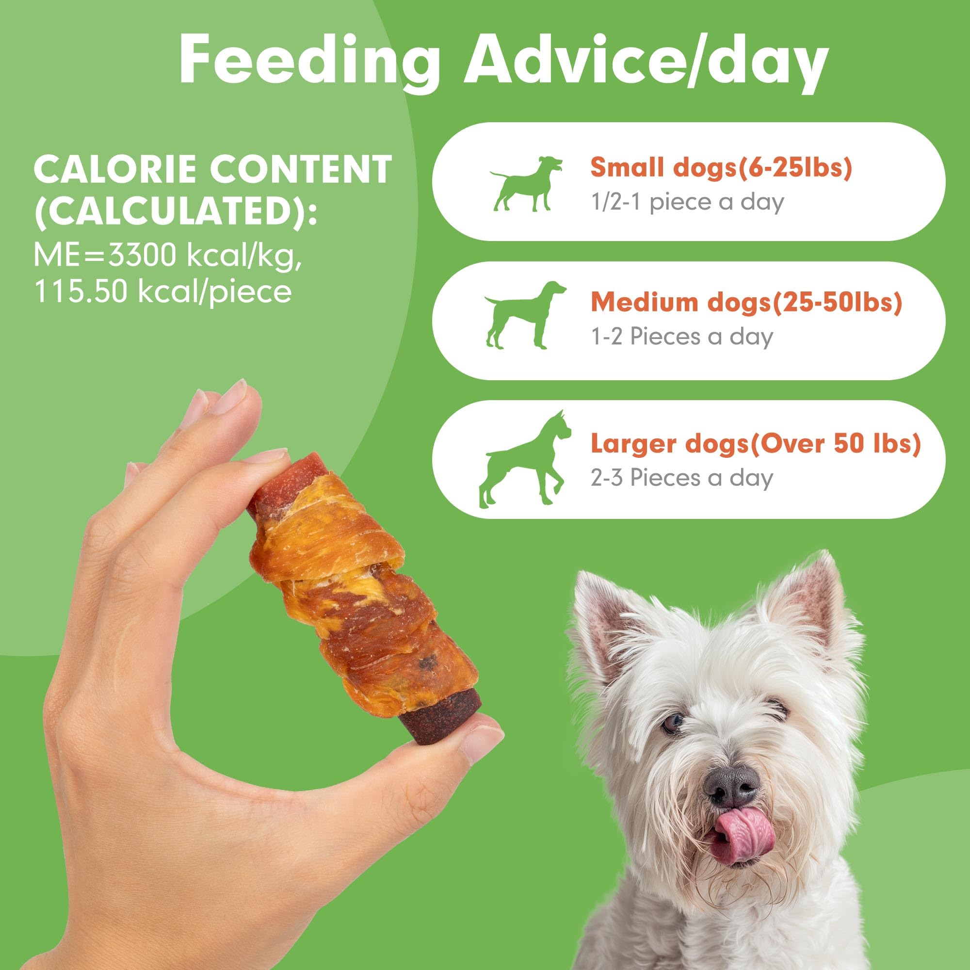 MON2SUN Rawhide Free Dog Treats, 3 Inch Triple Flavor Chicken Wrapped Duck and Beef Rolls for Small Dogs, Healthy Snacks, 21.16o