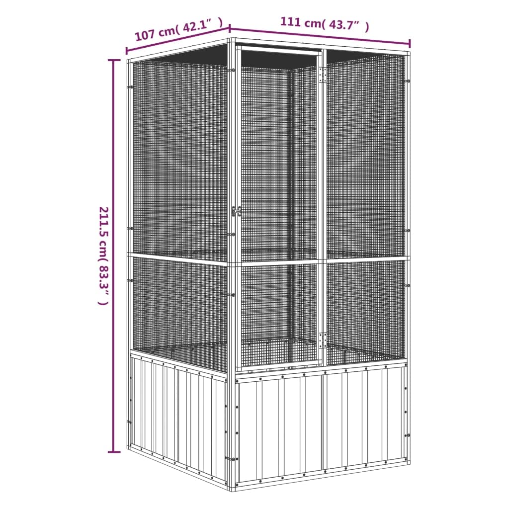 vidaXL Spacious Bird Cage - Galvanized Steel Construction, Large Access Gate, Safe and Secure Design for Birds - Durable, Gray Color