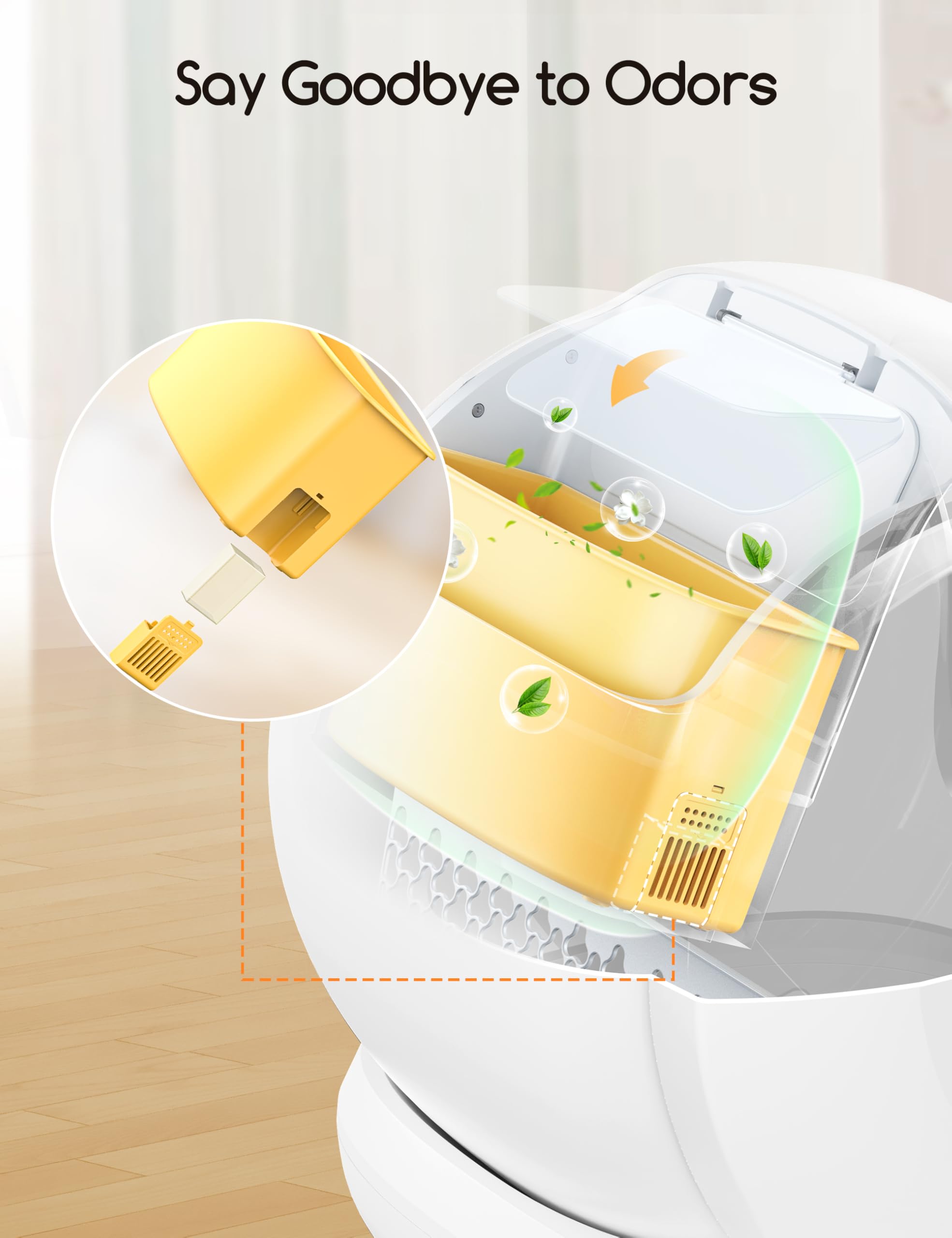 Meowant Self Cleaning Cat Litter Box, Open-Top Automatic Cat Litter Box With Safety Protection, App Control, Odor-Free, 75L Larg