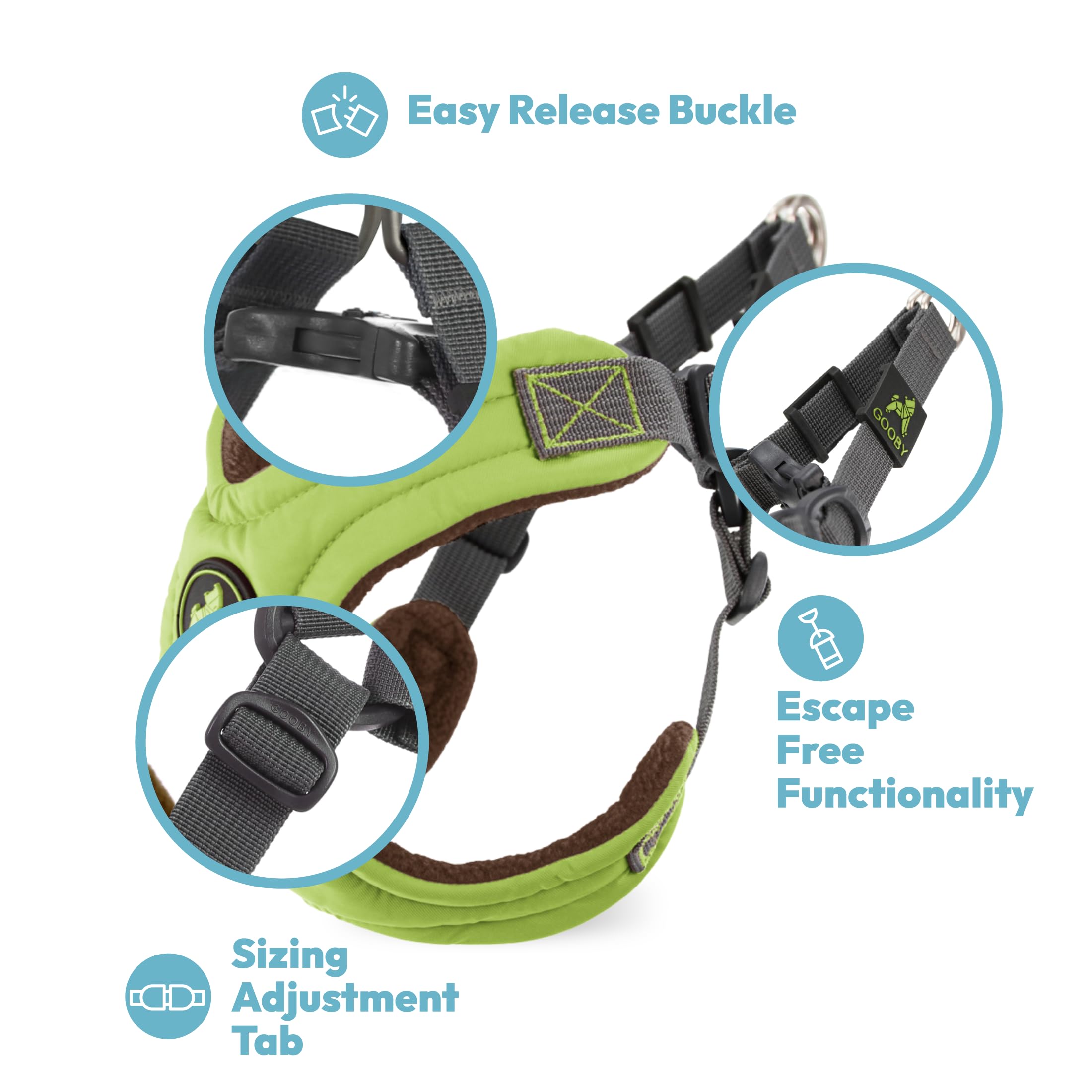 Gooby Escape Free Memory Foam Harness - Blue, Medium - No Pull Step-In Small Dog Harness With Four Point Adjustment - Perfect On
