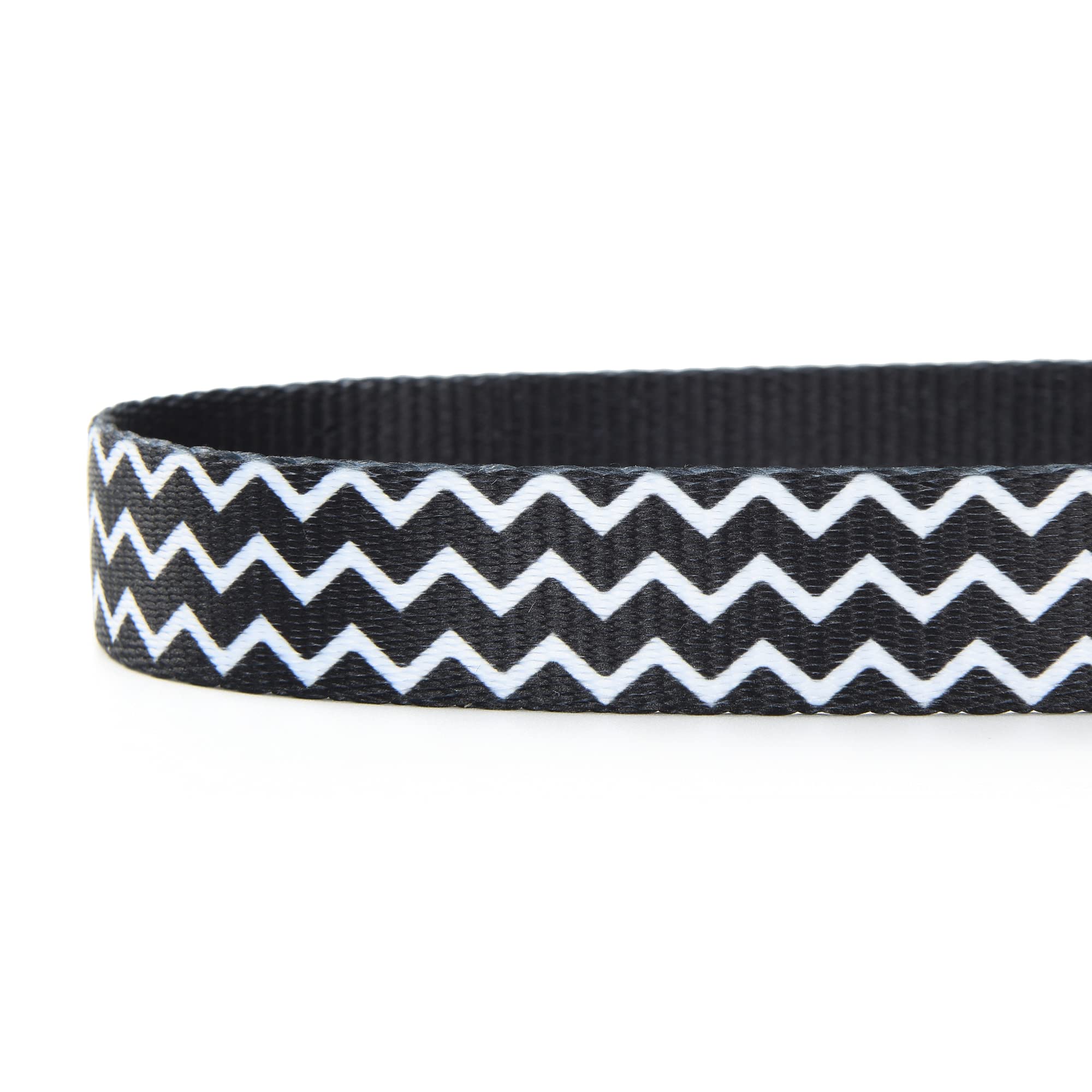 Mile High Life Dog Collar | Cute Puppy Collars | Lightweight Girl Dog Collar | Soft Boy Dog Collars | W Geometric Plaid Wave Line Pattern (Black Plaid, Large)
