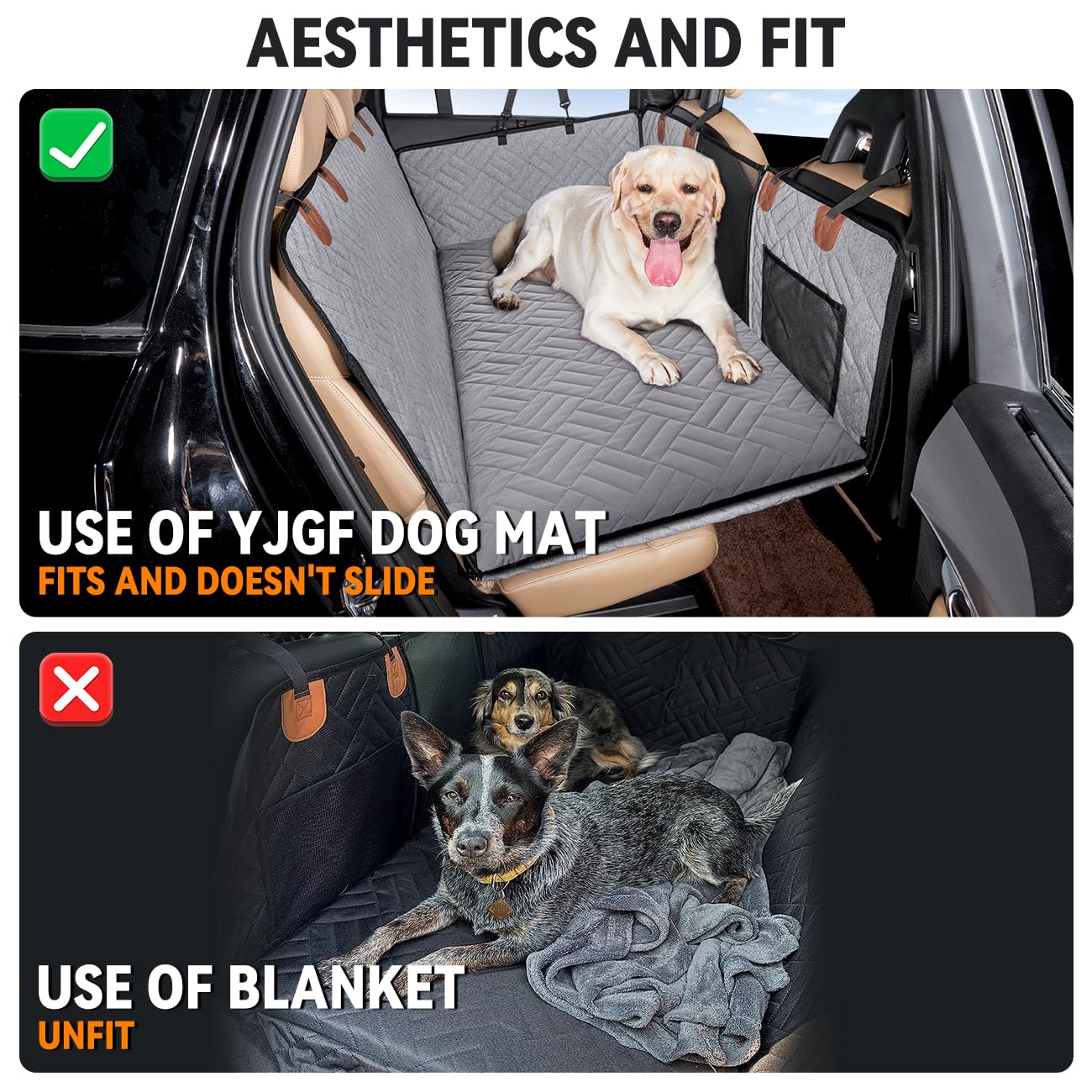 Yjgf Dog Mat For Back Seat Extender For Dogs,Dog Bed For Car,Hard Bottom Car Seat Cover For Dogs,Pet Cover For Hammock For Car (