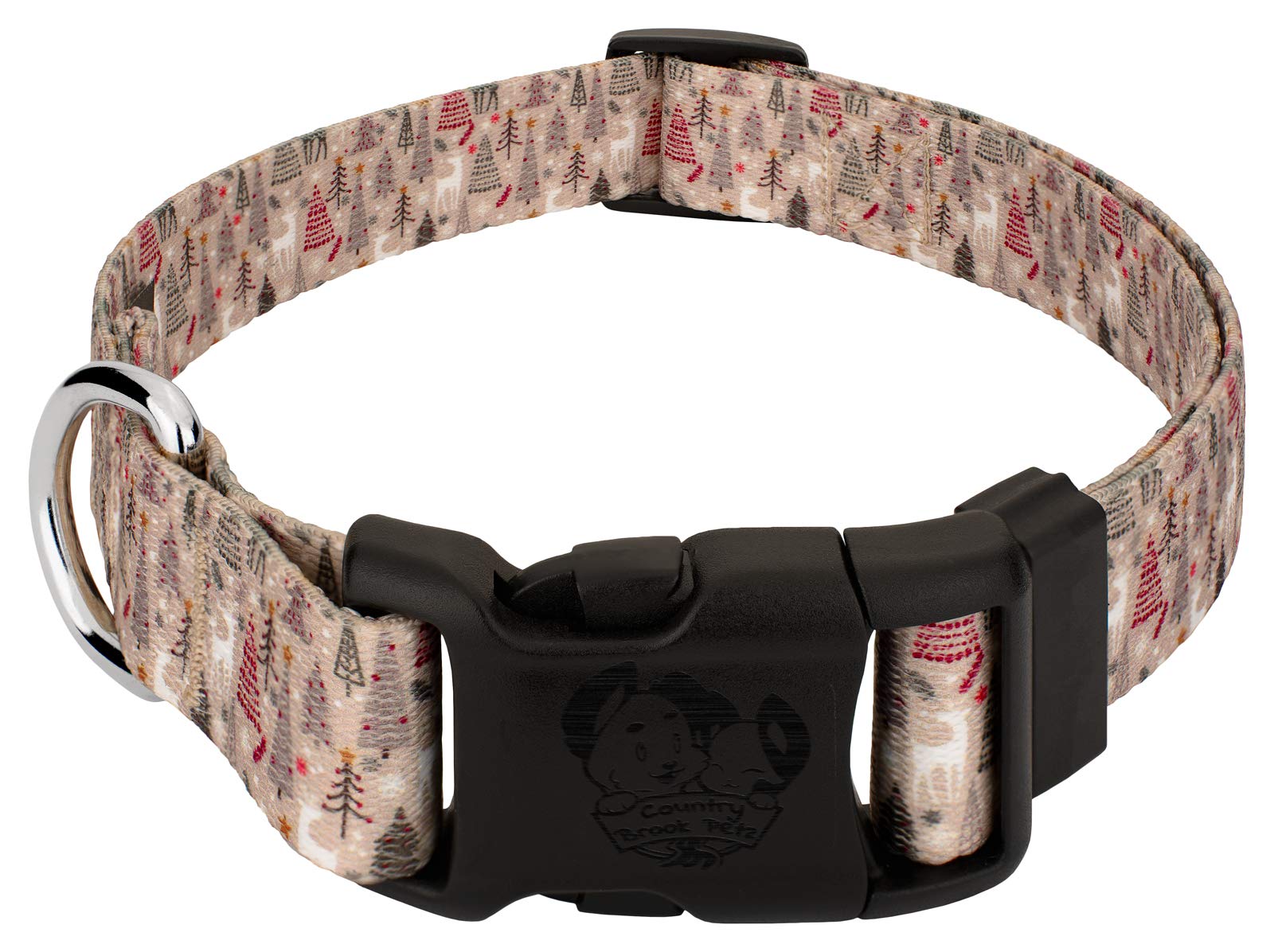 Country Brook Petz - Deluxe Woodland Christmas Dog Collar Limited Edition - Made in The U.S.A - Christmas Collection Featuring F