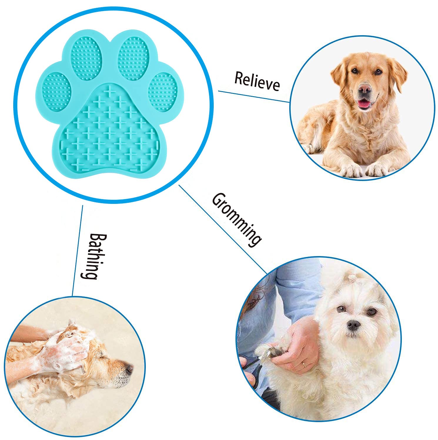 Dog Licking Mat for Anxiety Peanut Butter Slow Feeder Bowls Licking Pad with Strong Suction to Wall for Pet Bathing,Grooming,and