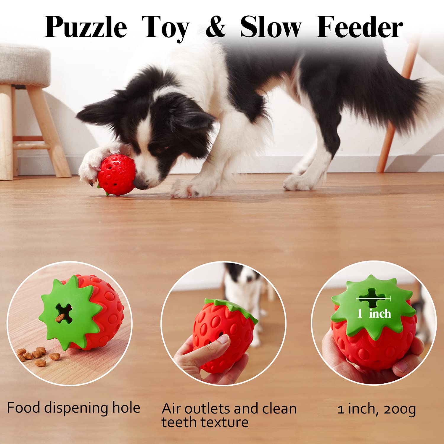 MewaJump Tough Rubber Dog Chew Toy - 3 Pack for Large Breeds, Multi-Fruit Set, Interactive Puzzle & Puppy Teething Toys