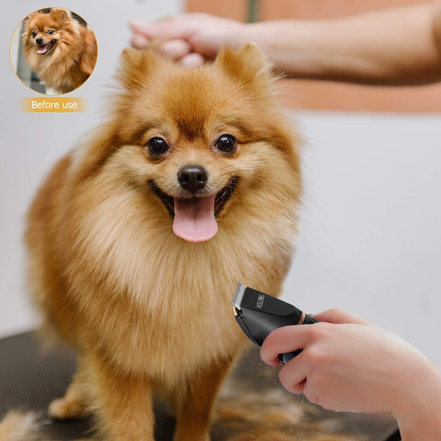 HOLDOG Professional Dog Clippers - 3-Speed, Low Noise, Cordless Grooming Tools for Small & Large Dogs and Cats, Heavy Duty, Rechargeable, White