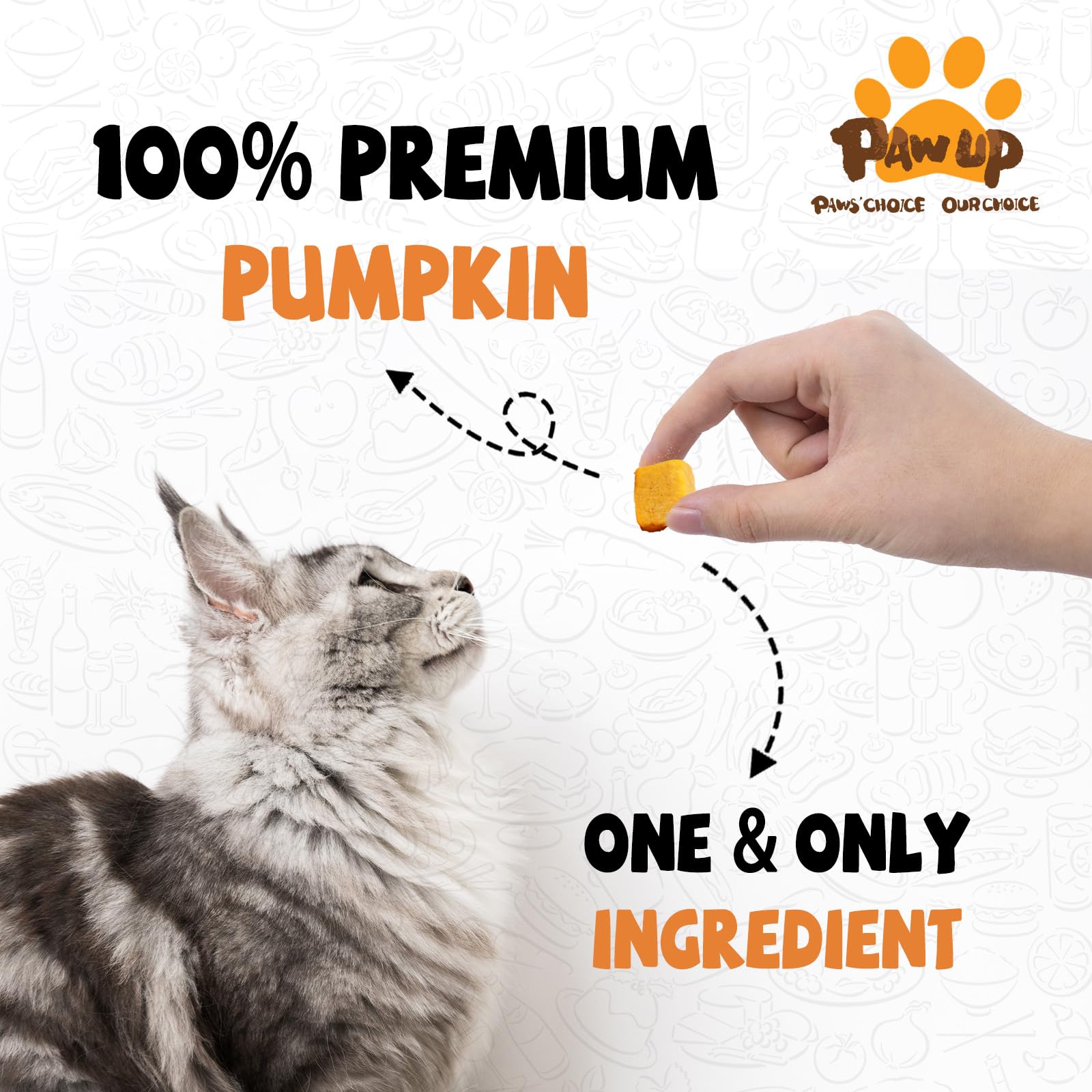 PAWUP Freeze-Dried Pumpkin Treats for Dogs & Cats - High Fiber, Single Ingredient Natural Snacks for Digestion & Gut Health, Hea
