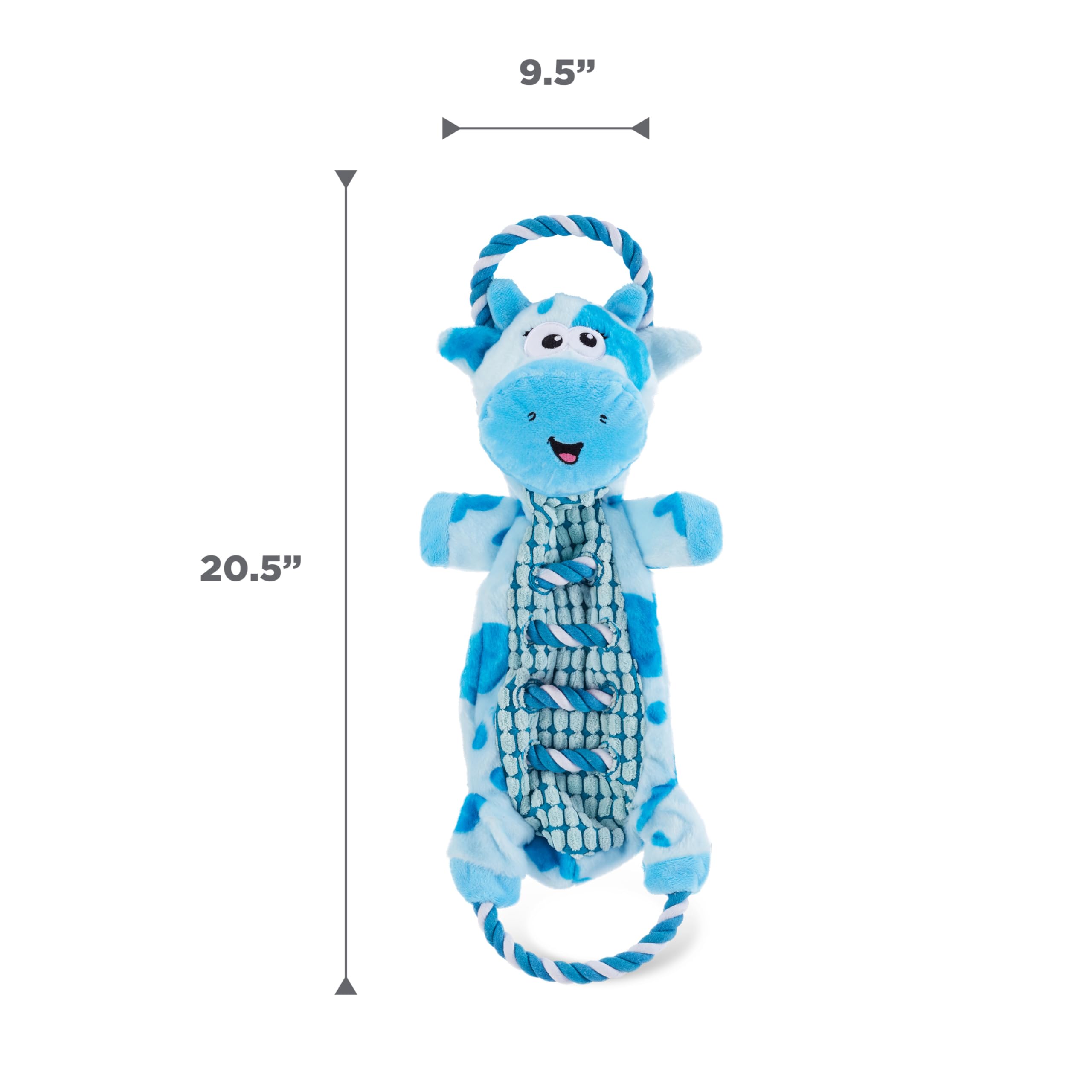 Outward Hound By Charming Pet Ropiez Rope Interactive Dog Tug Toy For Tugging Squeaky Fun, Cow, Blue